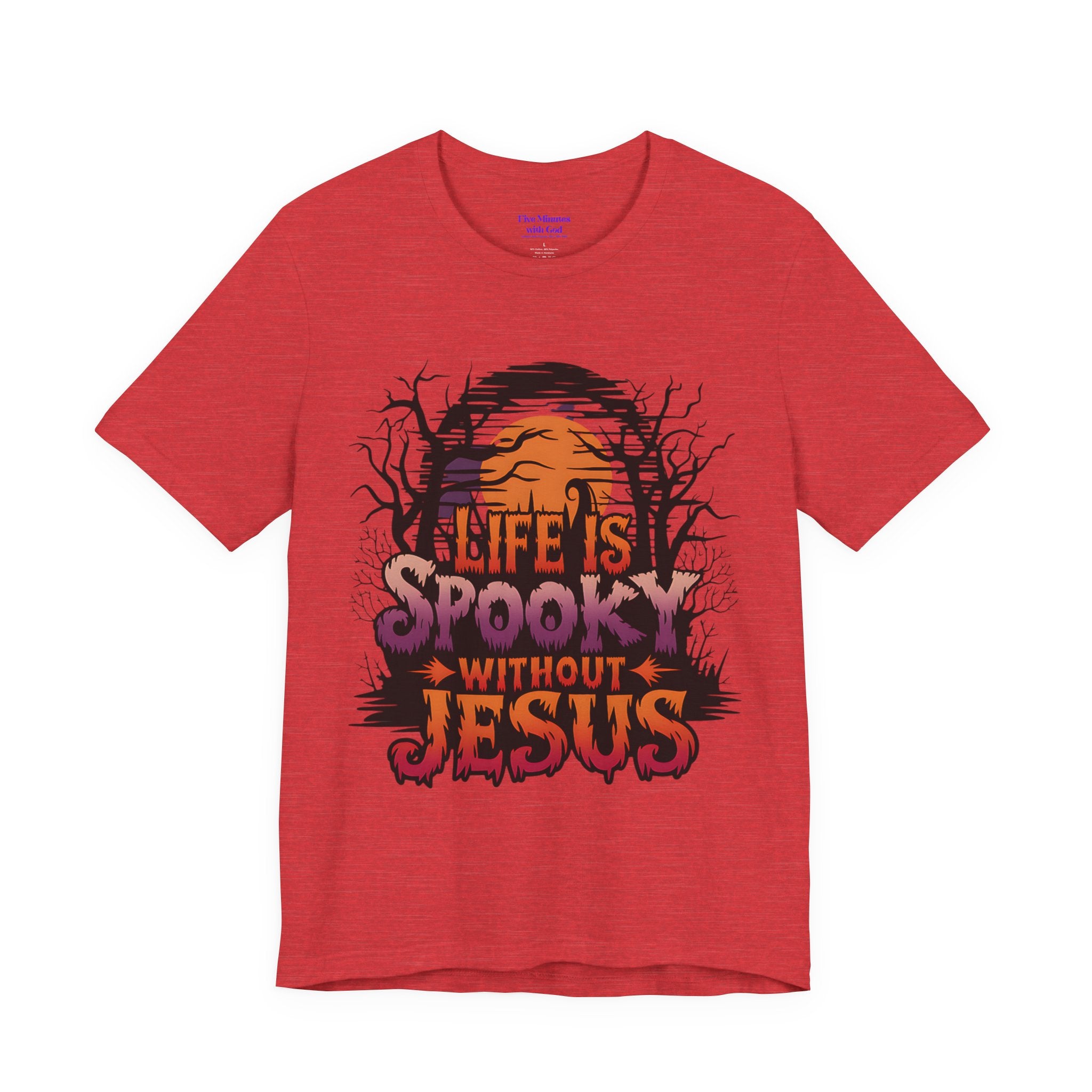 Spooky Jesus Tee - Short Sleeve Unisex Jersey Shirt, Halloween Apparel, Faith-Based Gift, Casual Wear, Everyday Comfort