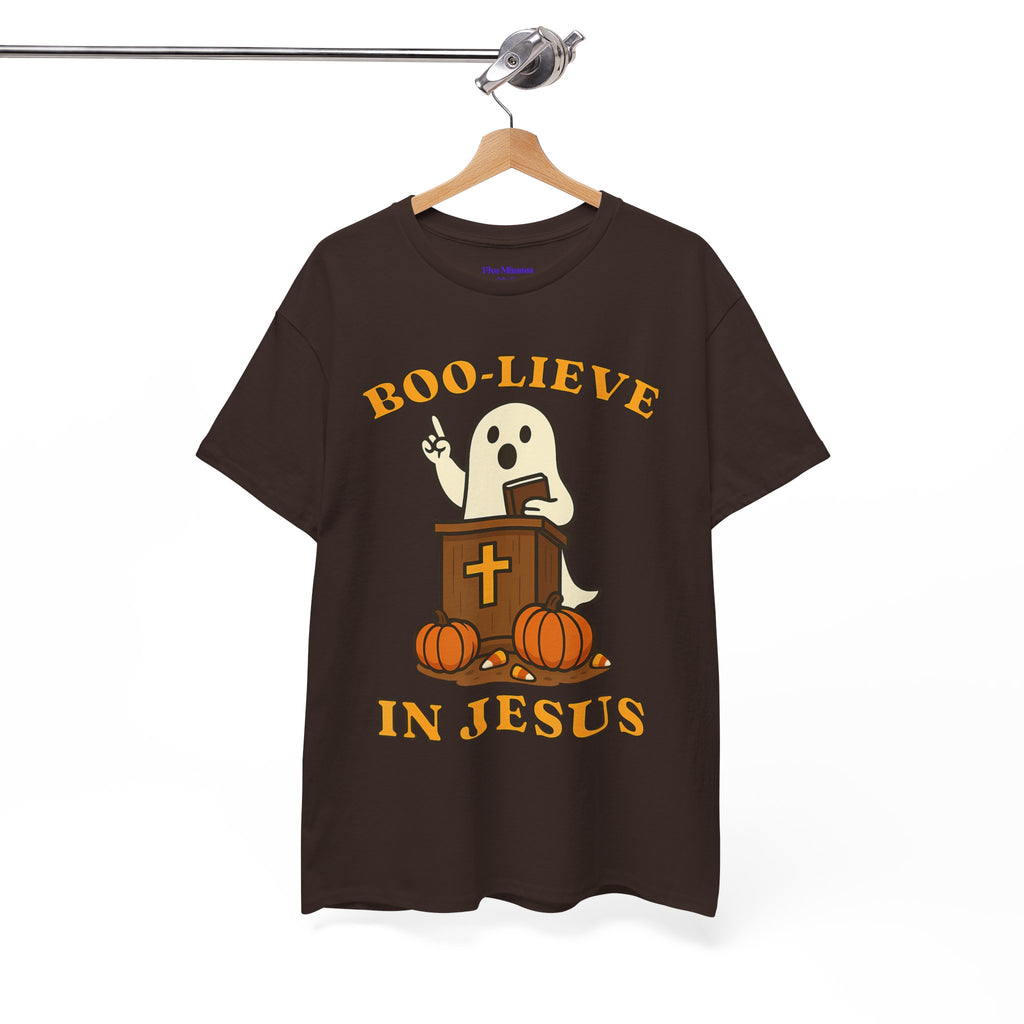 Boo-Lieve in Jesus Tee, Halloween Shirt, Unisex Cotton Tee, Fall Fashion, Religious T-Shirt, Spooky Season Apparel