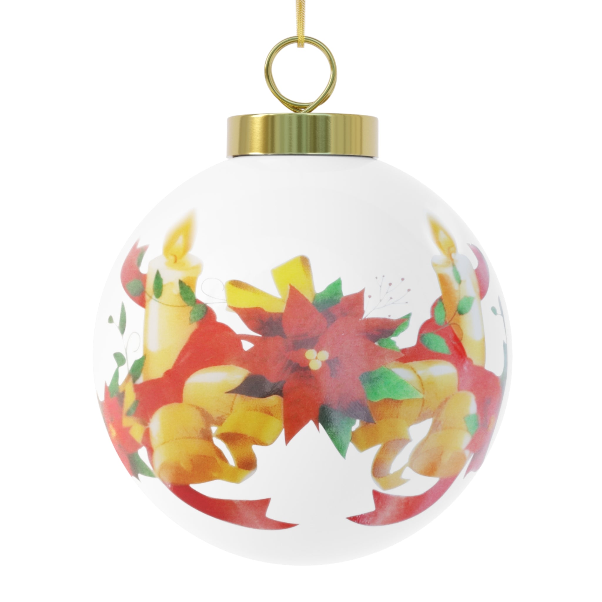 Festive Christmas Ball Ornament, Merry Christmas Decorations, Holiday Tree Decor, Gift, Poinsettia, Holiday Cheer, Home Accents
