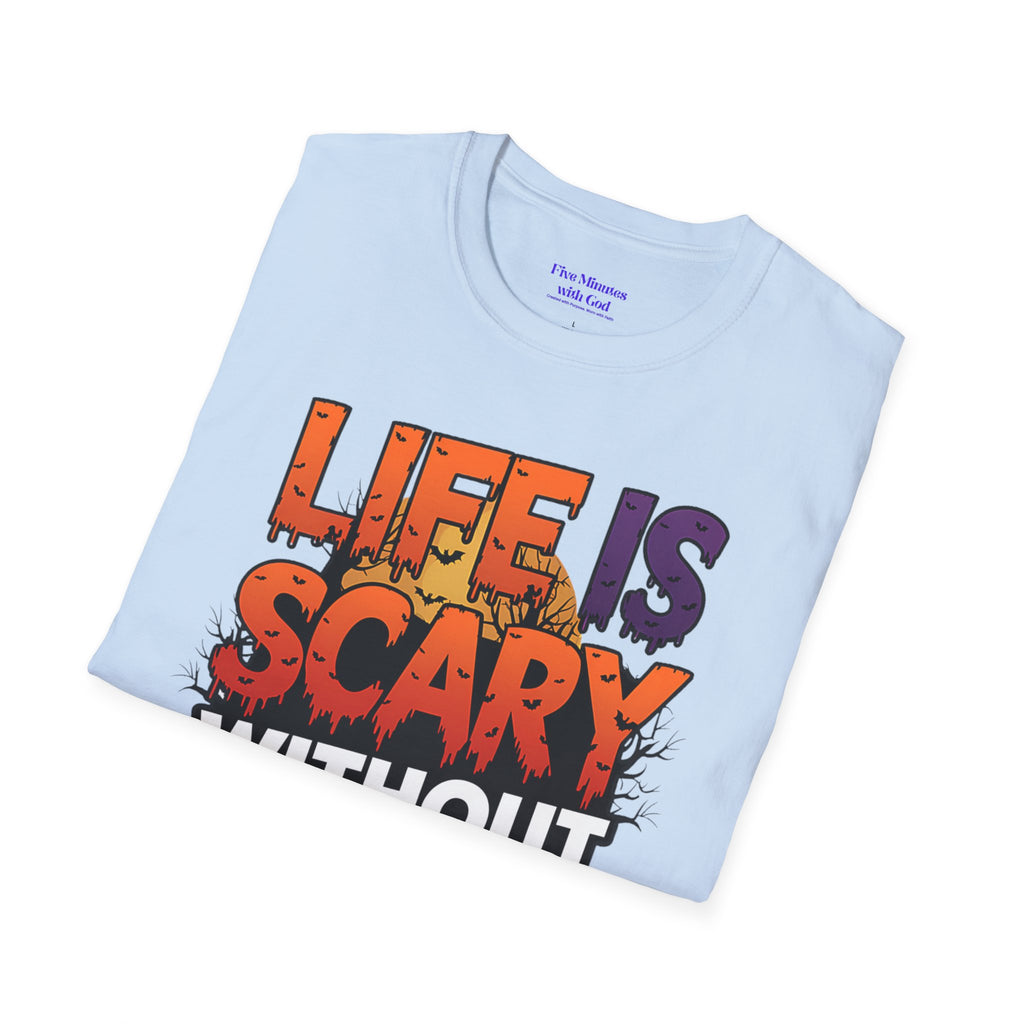Unisex Softstyle Graphic Tee - Life is Scary Without Jesus, Faith Shirt, Christian T-Shirt, Inspirational Gift, Religious Apparel, [...]