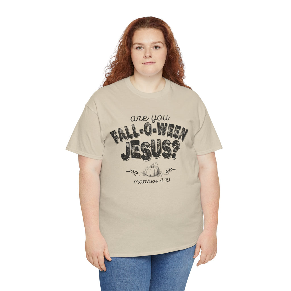 Fall-Themed Tee, Are You Fall-O-Ween Jesus, Unisex Cotton Shirt, Funny Fall Apparel, Halloween T-Shirt, Thanksgiving Gift Ideas
