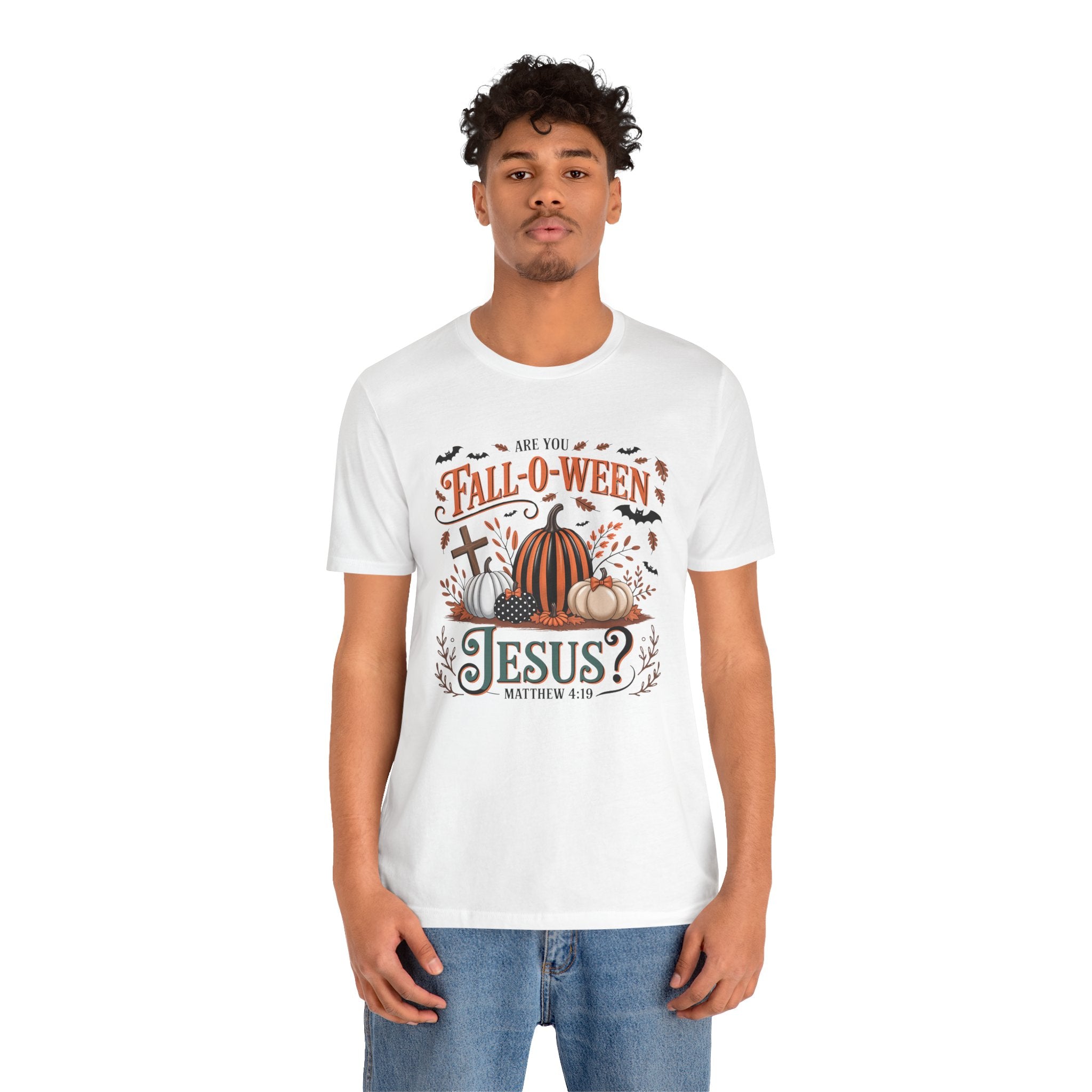 Fall-O-Ween Jesus Tee, Funny Fall T-Shirt, Unisex Pumpkin Shirt, Halloween Christian Top, Autumn Graphic Tee, Religious Casual Wear
