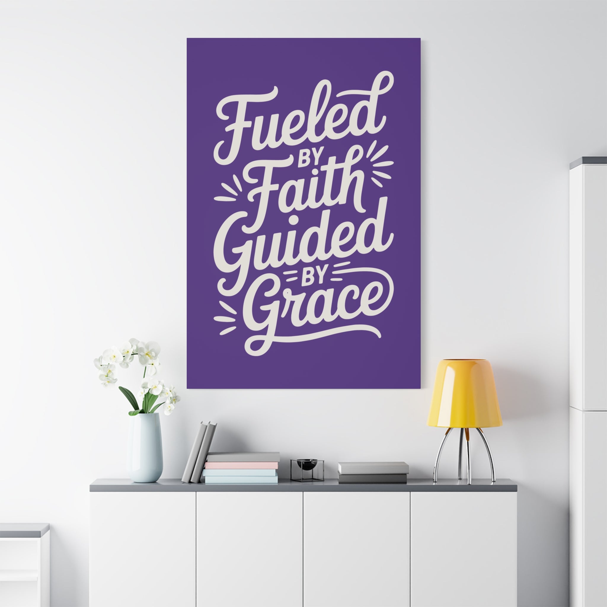 Purple Stretched Canvas Art, Motivational Wall Decor, Home Inspirational Art, Faith-Based Decor, Gift for Faith Lovers