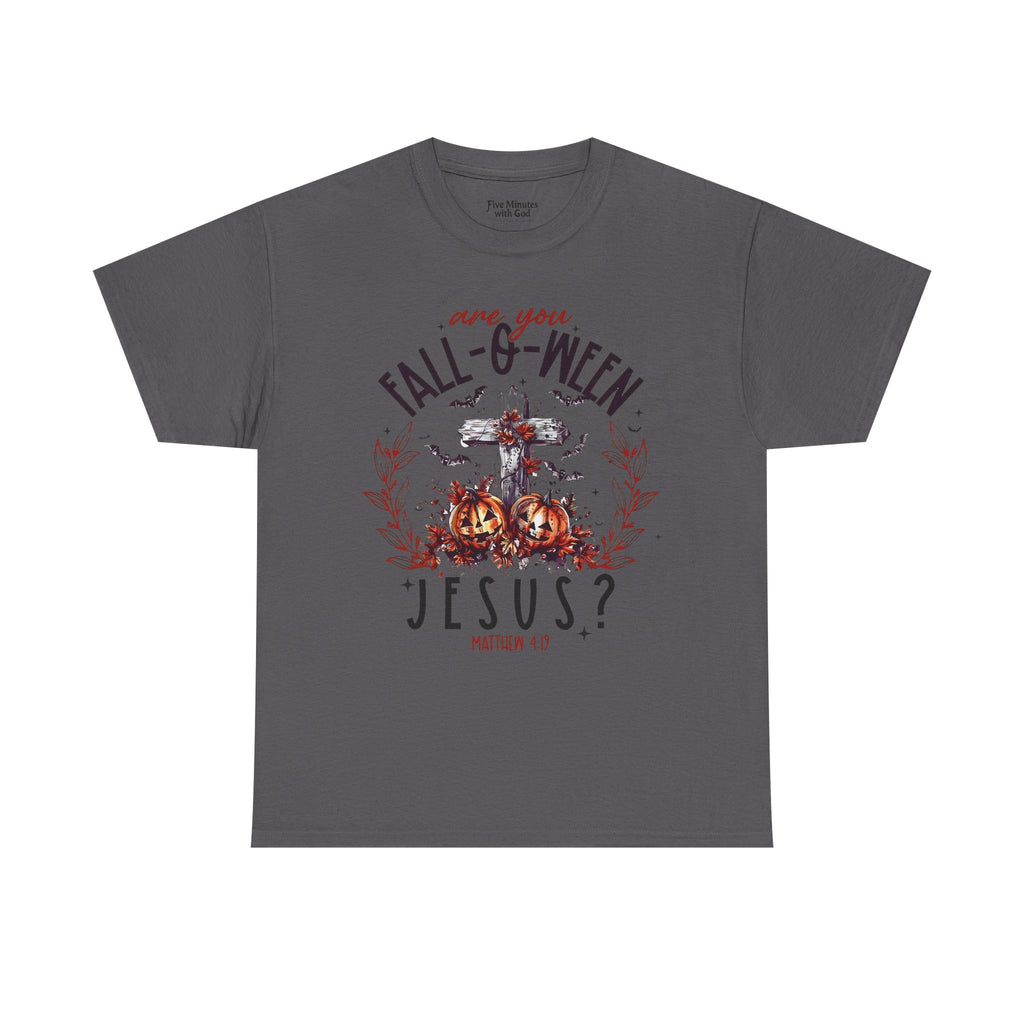 Fall-O-Ween Jesus Unisex Heavy Cotton Tee, Halloween Shirt, Christian T-Shirt, Autumn Apparel, Gift for Him/Her