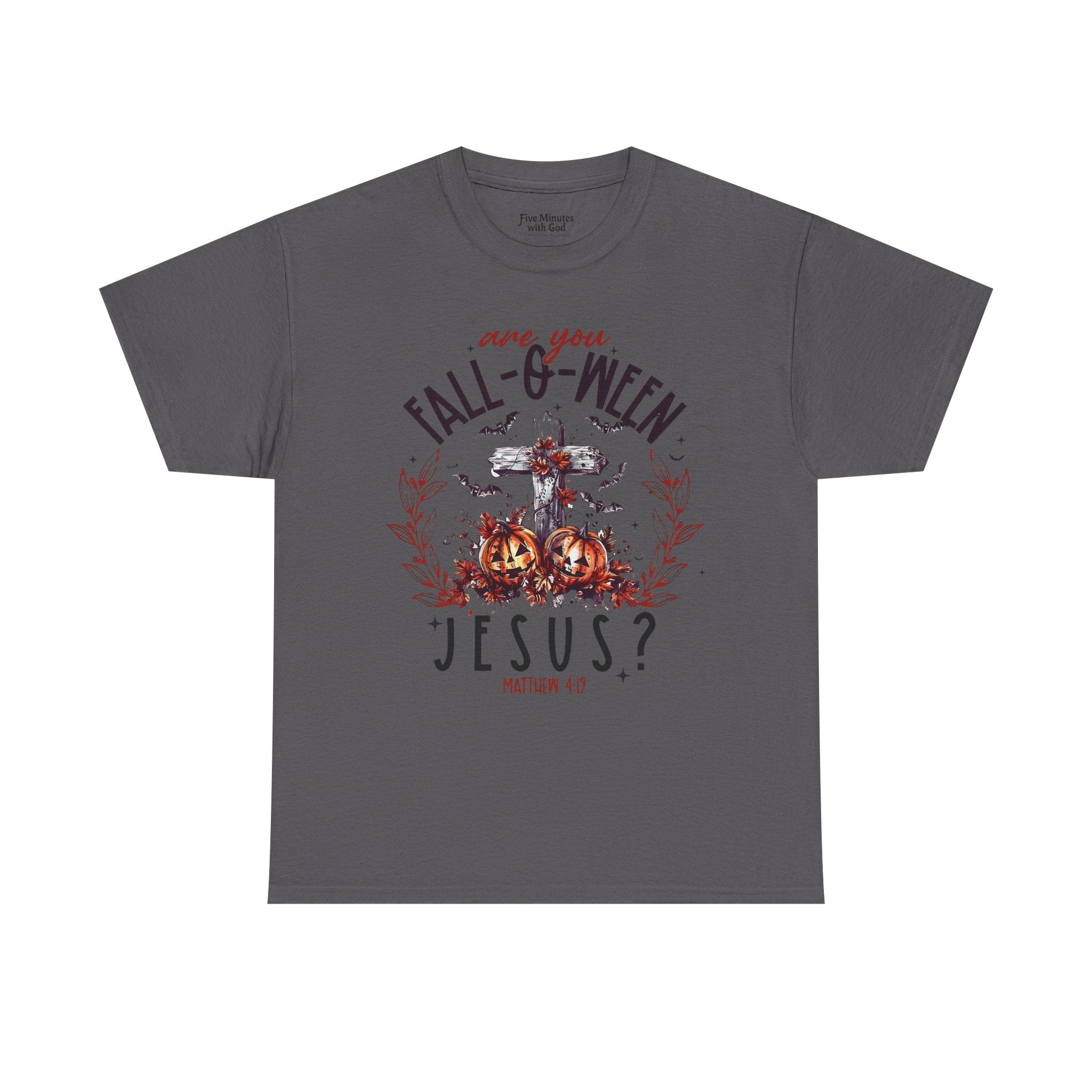 Fall-O-Ween Jesus Unisex Heavy Cotton Tee, Halloween Shirt, Christian T-Shirt, Autumn Apparel, Gift for Him/Her