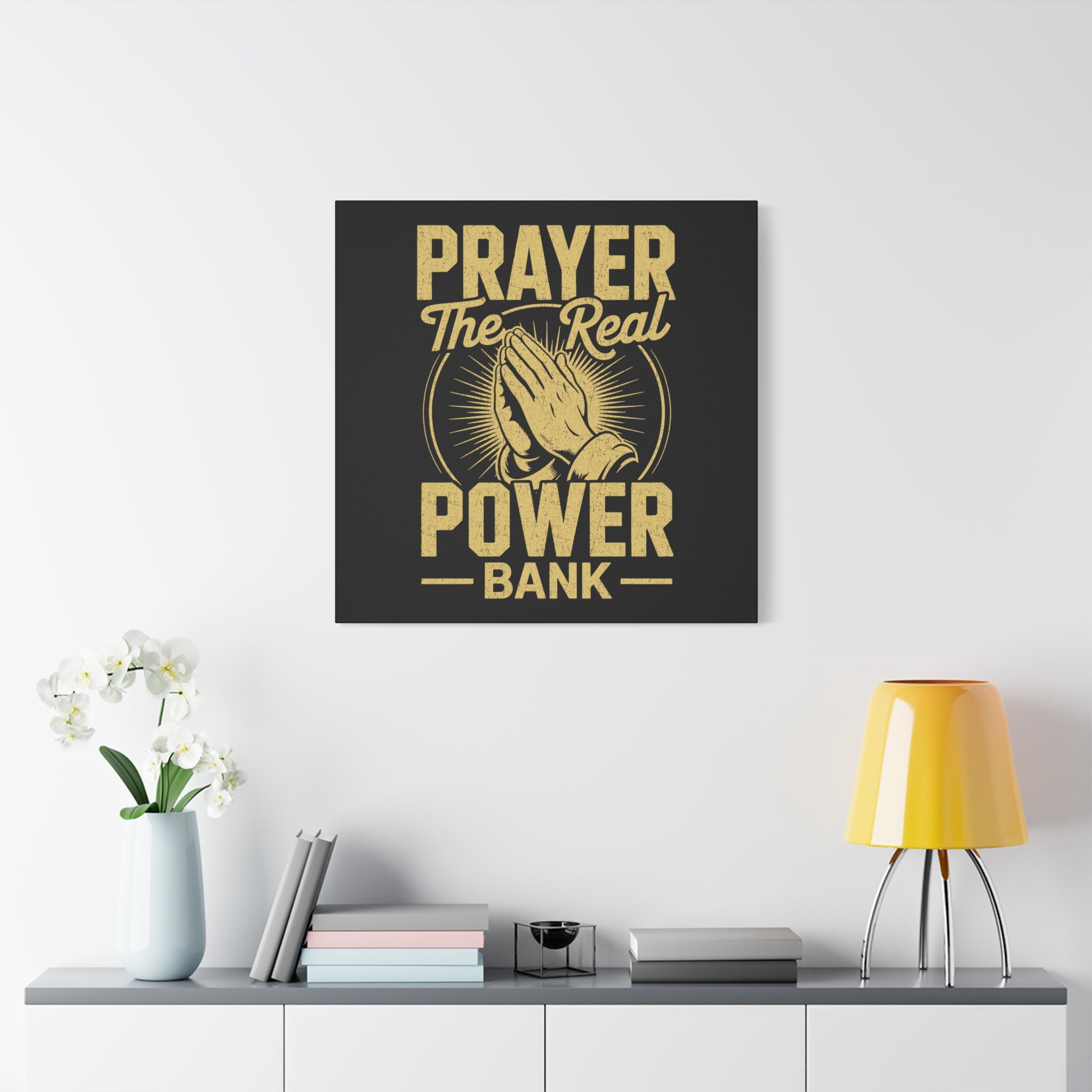 Matte Canvas Wall Art - 'Prayer The Real Power Bank'