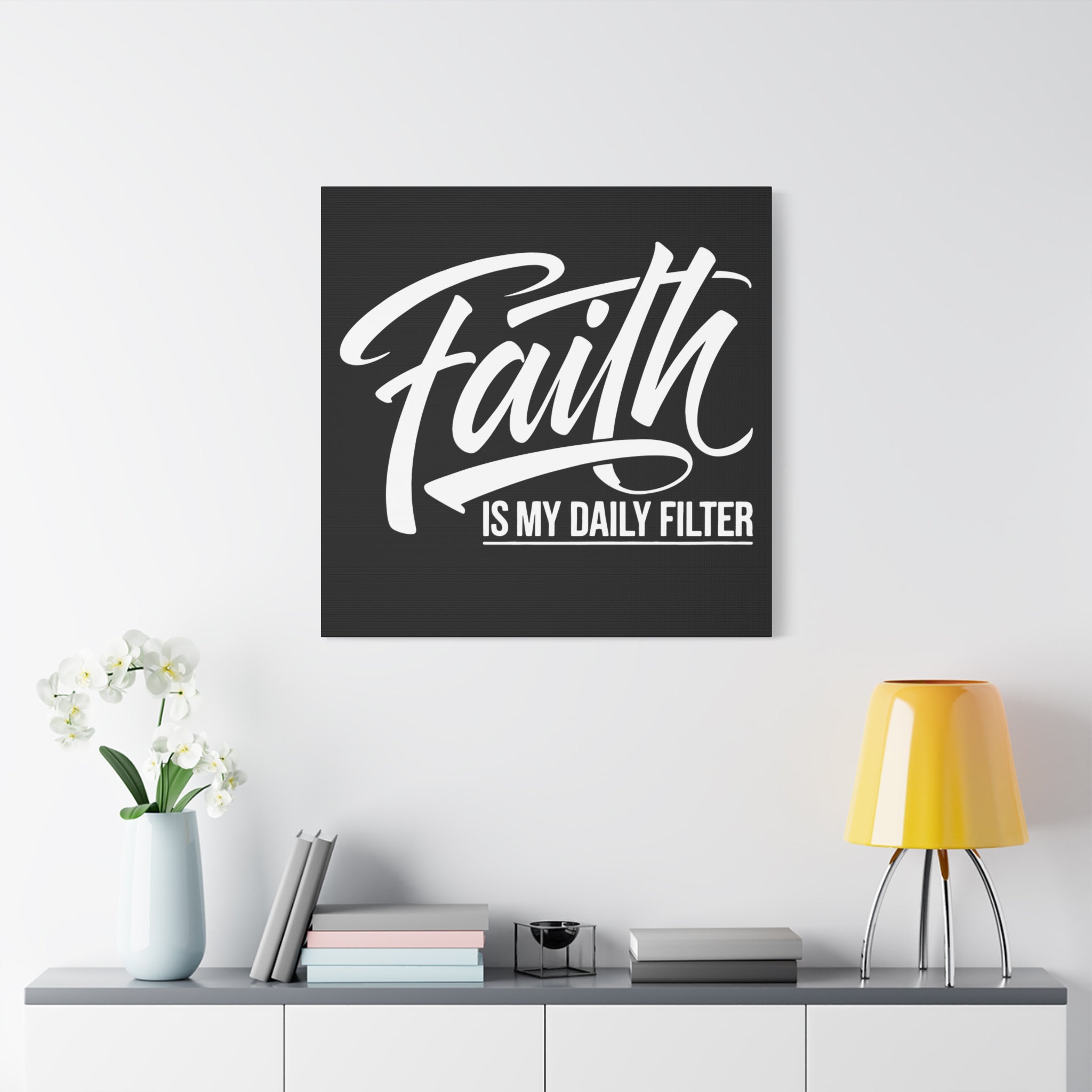 Inspirational Canvas Wall Art, Faith Quote Decor, Motivational Home Decor, Gray Wall Hanging, Gift for Faith Lovers