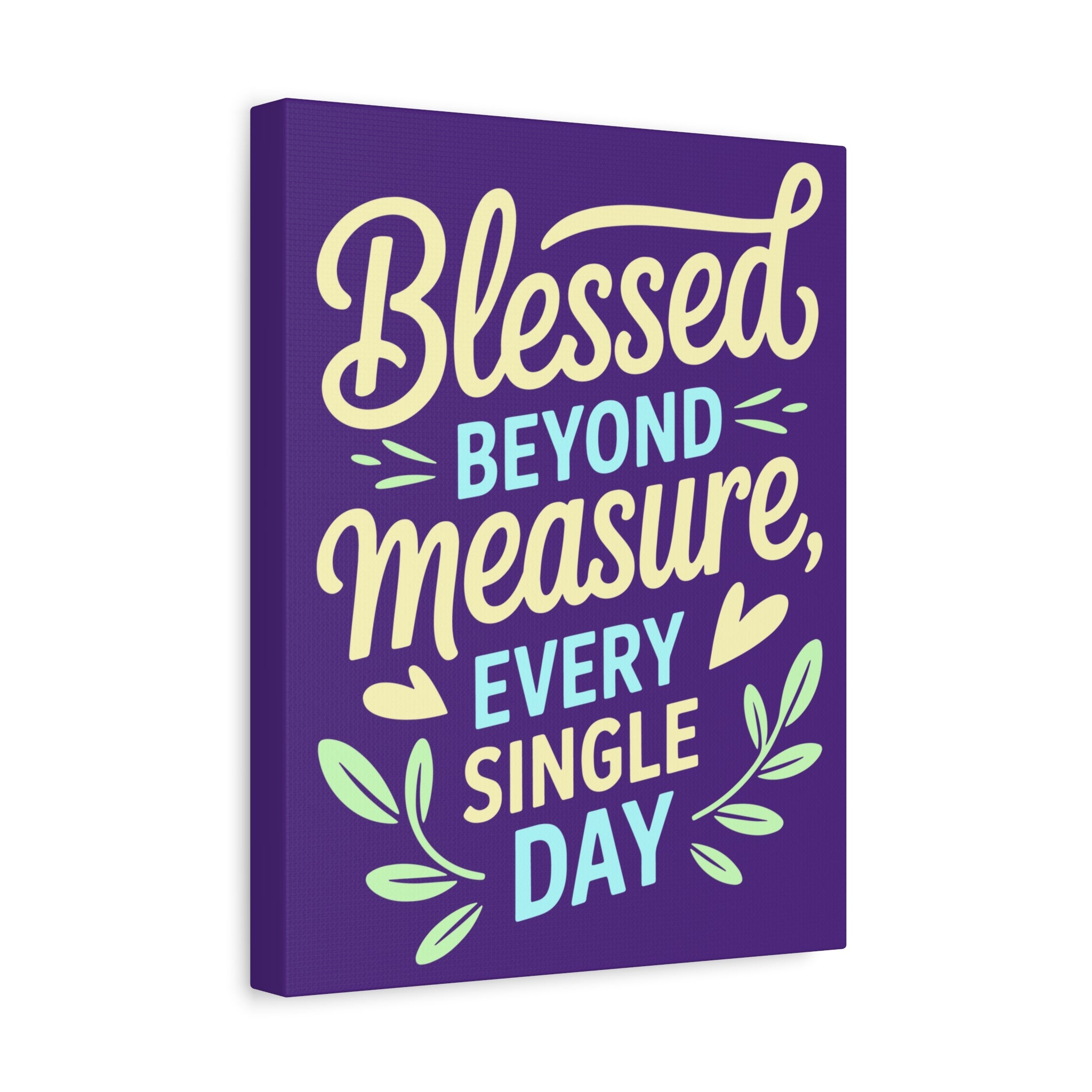 Purple Inspirational Wall Art, Blessed Beyond Measure Canvas, Uplifting Home Decor, Positive Quote Artwork, Gift for Friends & Family