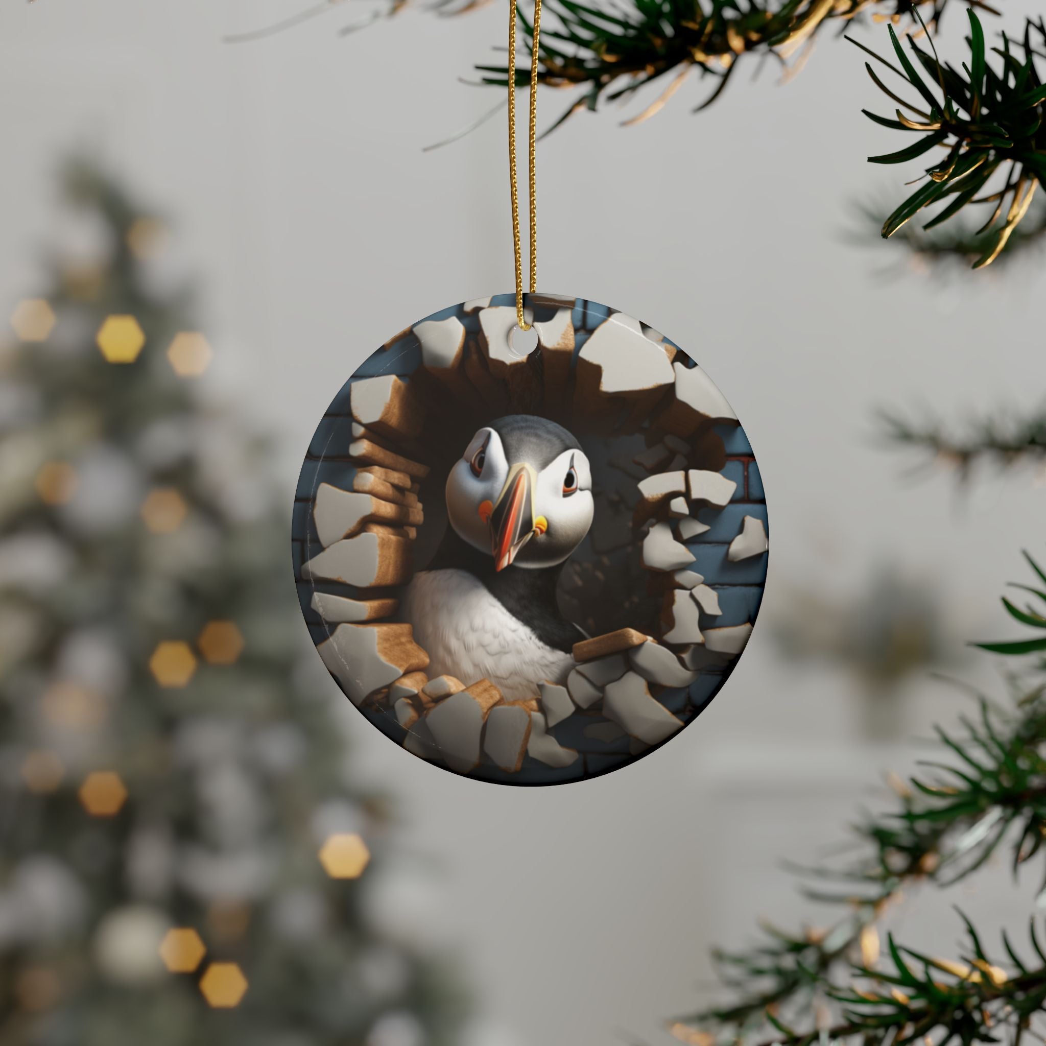 Whimsical Puffin Ceramic Ornaments, Holiday Decor, Unique Gift, Tree Decoration, Home & Garden, Nature Lover's Gift