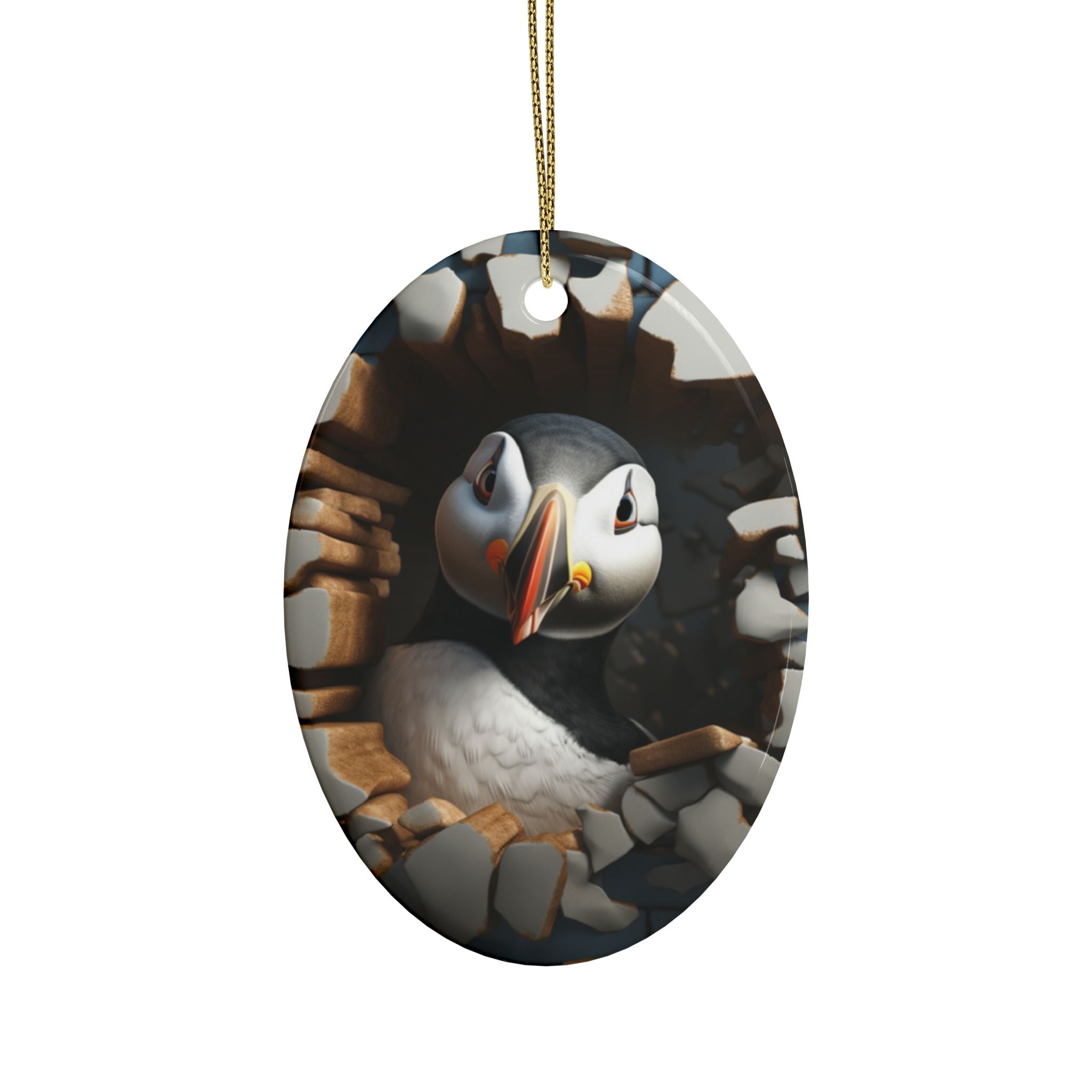 Whimsical Puffin Ceramic Ornaments, Holiday Decor, Unique Gift, Tree Decoration, Home & Garden, Nature Lover's Gift