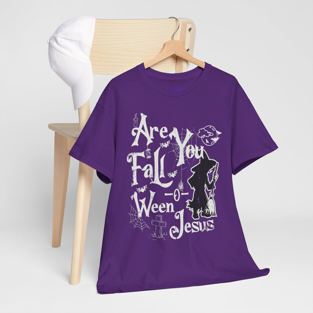 Fall-Themed Unisex Heavy Cotton Tee - Halloween, Jesus Celebration, Autumn Vibes, Casual Wear, Gift Idea