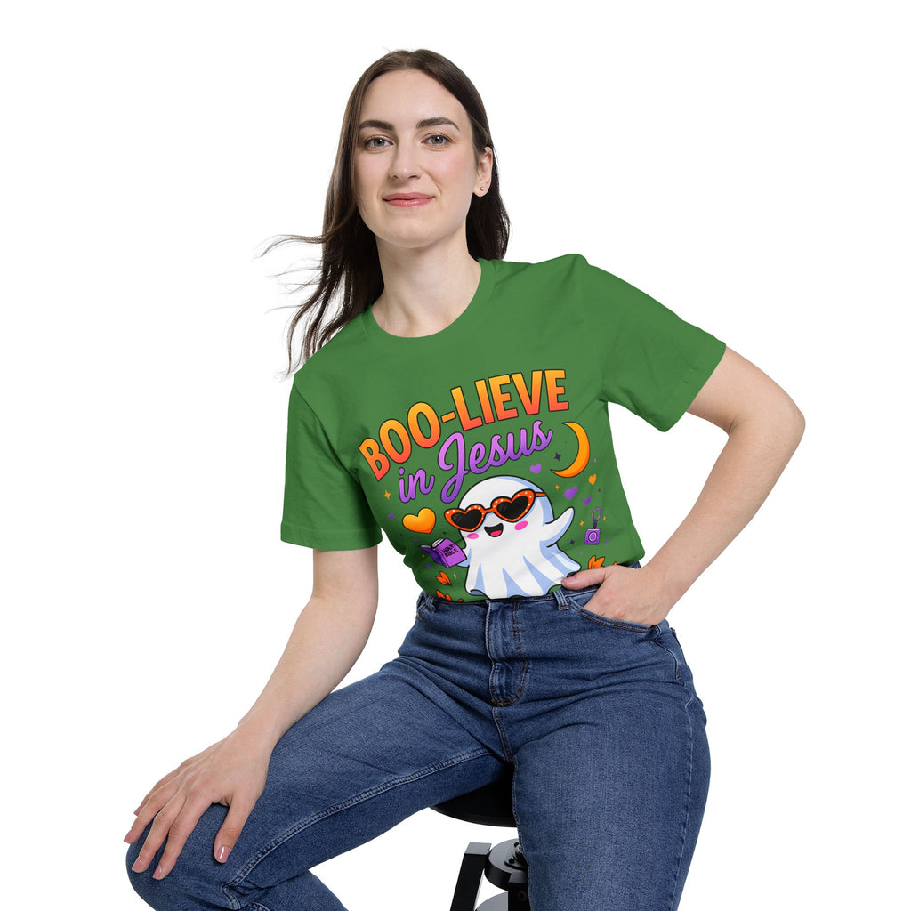 Halloween Christian Ghost T-Shirt, Boo-lieve in Jesus Shirt, Cute Halloween Apparel, Faith-Based Tee, Fall Celebration Top, Spooky [...]