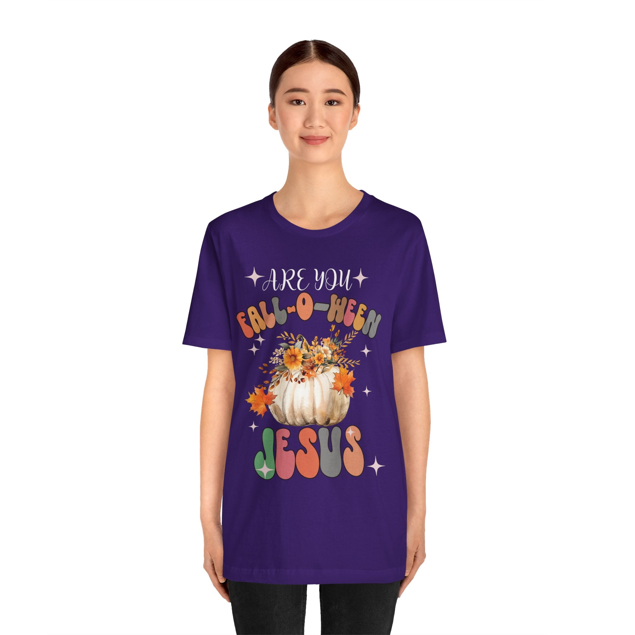 Fall-Themed Jesus Tee, Unisex Jersey T-Shirt, Cozy Autumn Apparel, Thanksgiving Gift, Fall Celebration Shirt, Christian Fashion