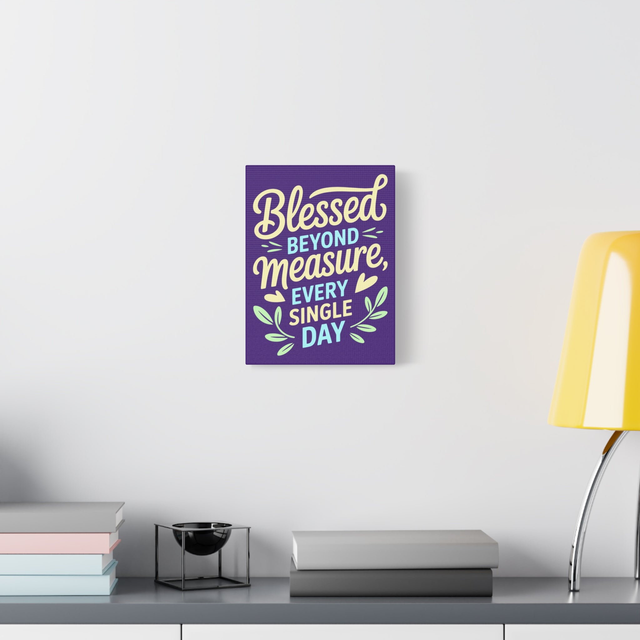 Purple Inspirational Wall Art, Blessed Beyond Measure Canvas, Uplifting Home Decor, Positive Quote Artwork, Gift for Friends & Family