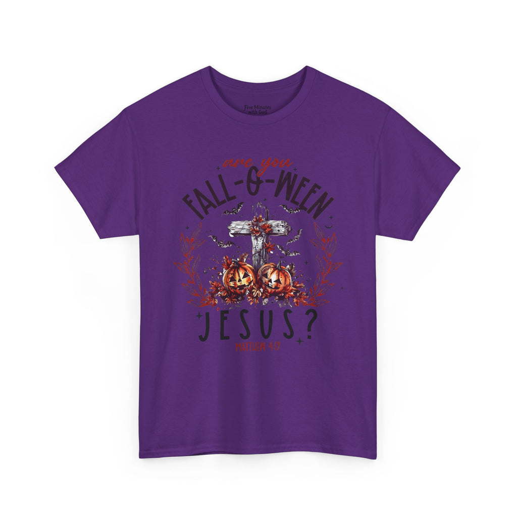 Fall-O-Ween Jesus Unisex Heavy Cotton Tee, Halloween Shirt, Christian T-Shirt, Autumn Apparel, Gift for Him/Her