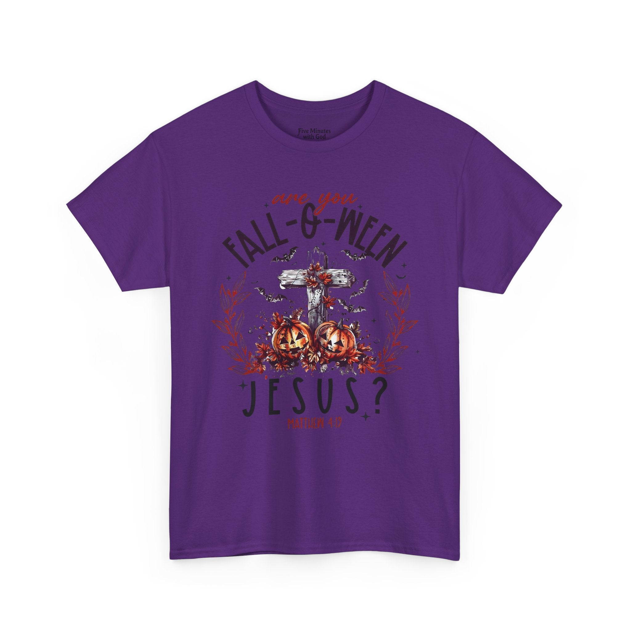 Fall-O-Ween Jesus Unisex Heavy Cotton Tee, Halloween Shirt, Christian T-Shirt, Autumn Apparel, Gift for Him/Her