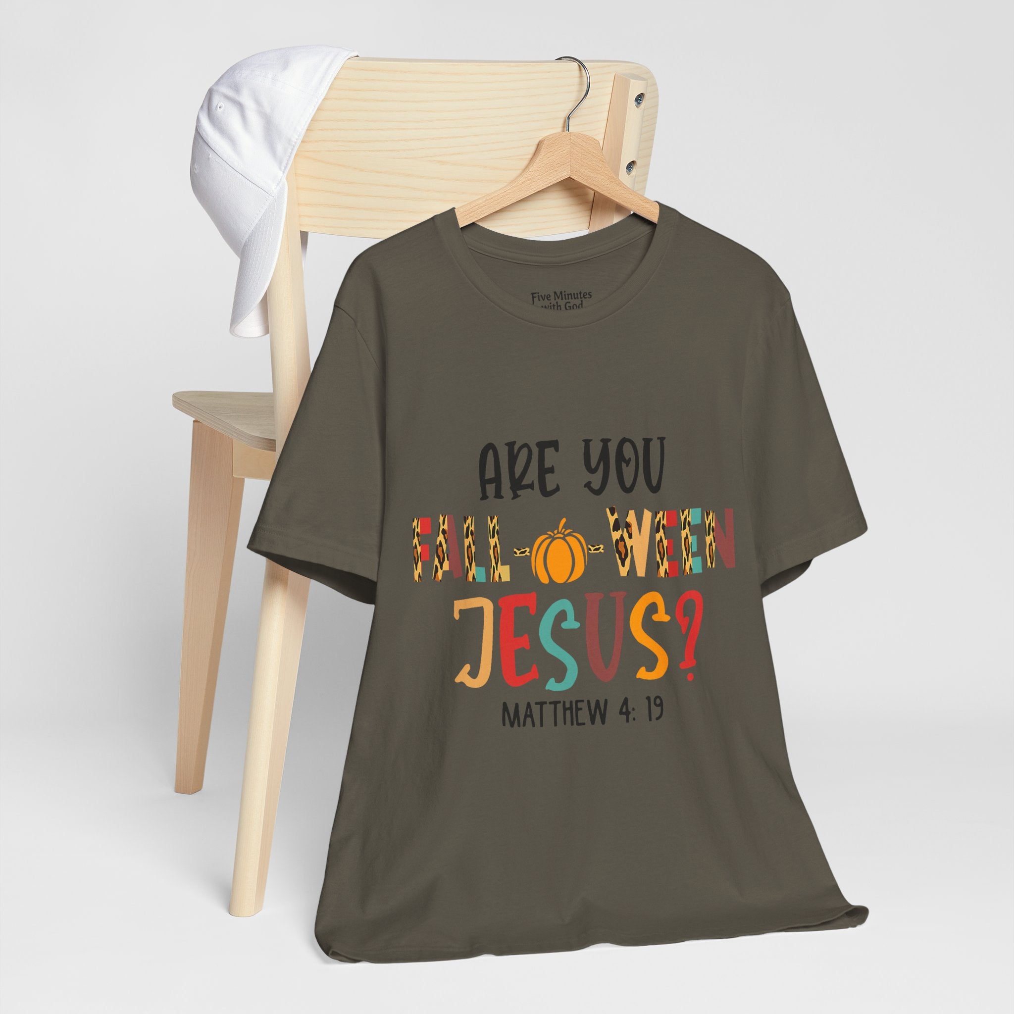 Fall-Themed Jesus Tee | Unisex Jersey Short Sleeve T-Shirt, Halloween Church Wear, Faith-Based Gift, Cozy Casual Top