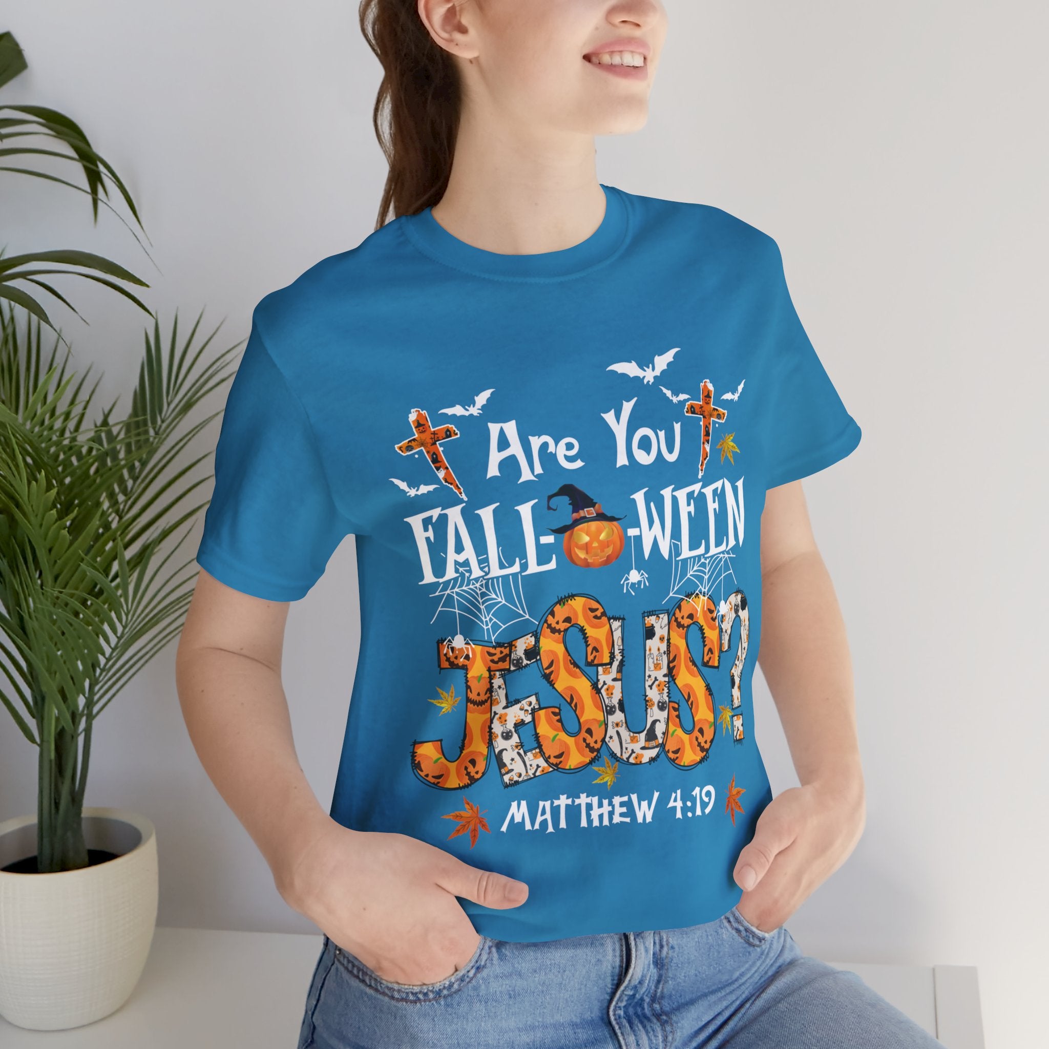 Jesus? Unisex Short Sleeve Tee | Fall Inspired T-Shirt, Autumn Apparel, Halloween Gift, Cozy Casual Wear, Everyday Style