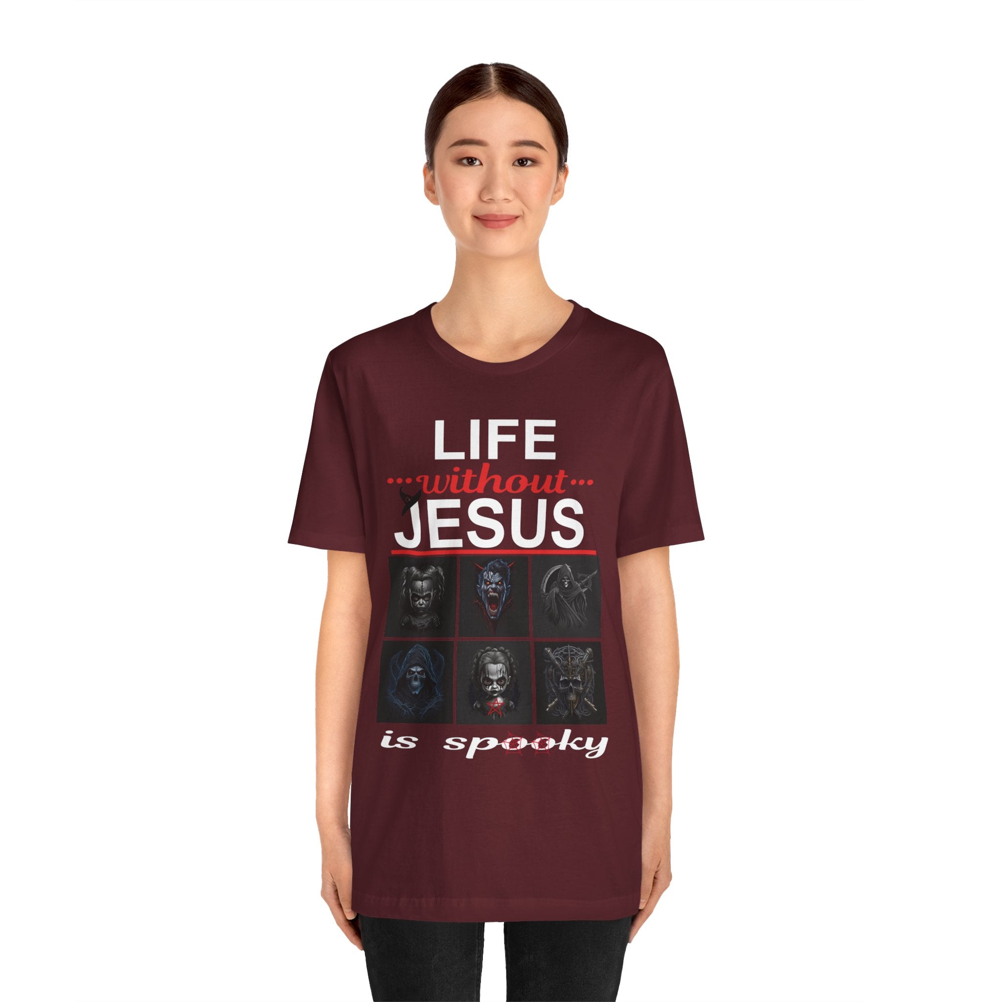 Funny Christian Tee - 'Life Without Jesus is Spooky' Unisex Jersey Short Sleeve T-Shirt, Faith Apparel, Religious Gift, Halloween Tee, [...]