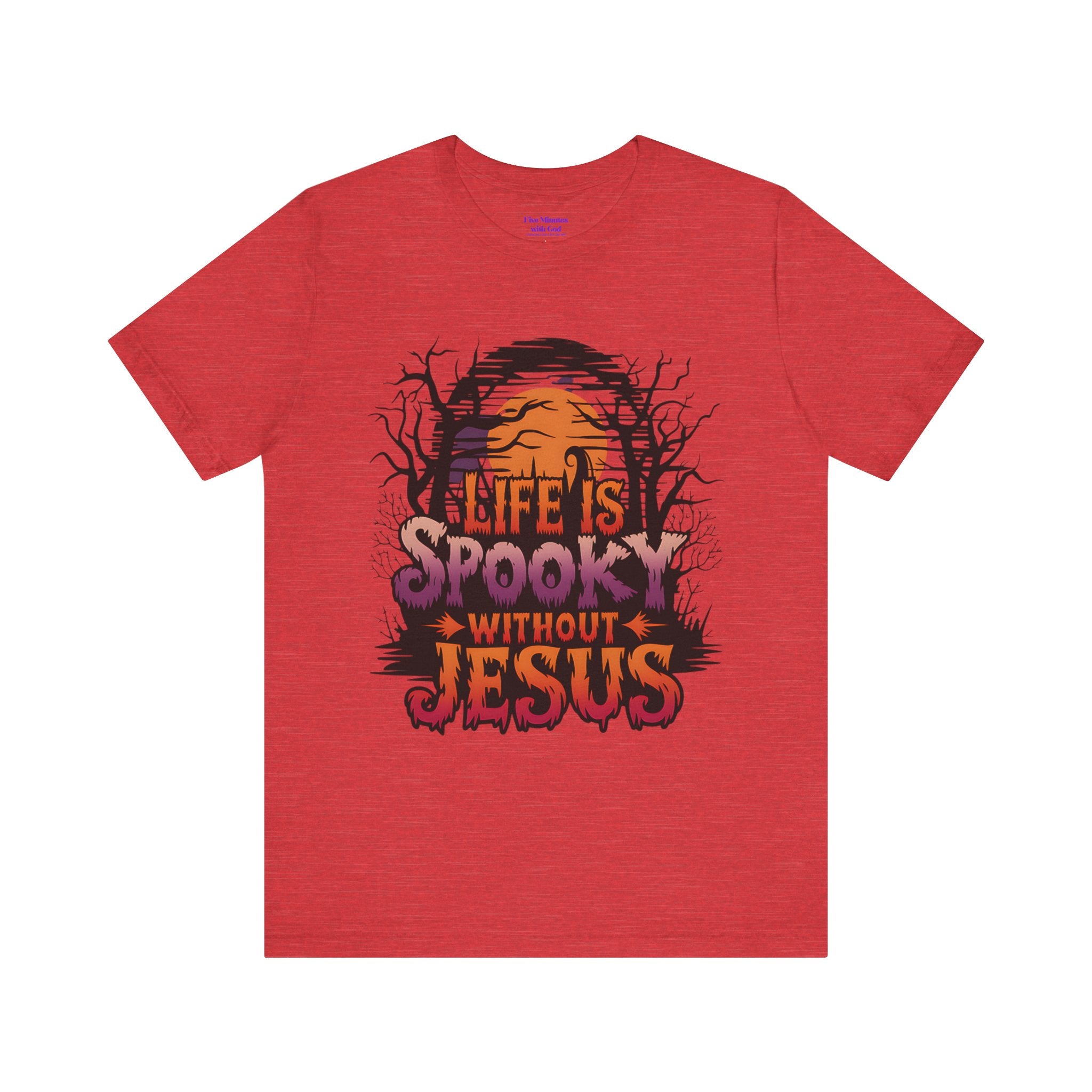 Spooky Jesus Tee - Short Sleeve Unisex Jersey Shirt, Halloween Apparel, Faith-Based Gift, Casual Wear, Everyday Comfort