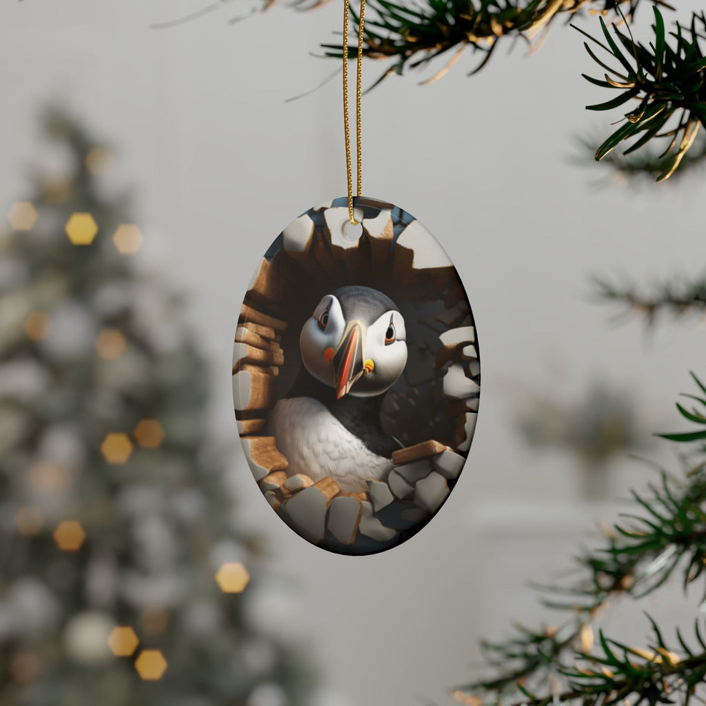 Whimsical Puffin Ceramic Ornaments, Holiday Decor, Unique Gift, Tree Decoration, Home & Garden, Nature Lover's Gift