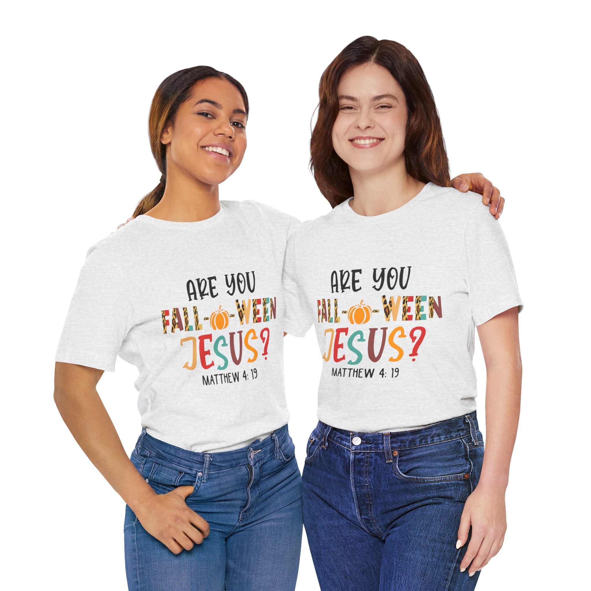 Fall-Themed Jesus Tee | Unisex Jersey Short Sleeve T-Shirt, Halloween Church Wear, Faith-Based Gift, Cozy Casual Top