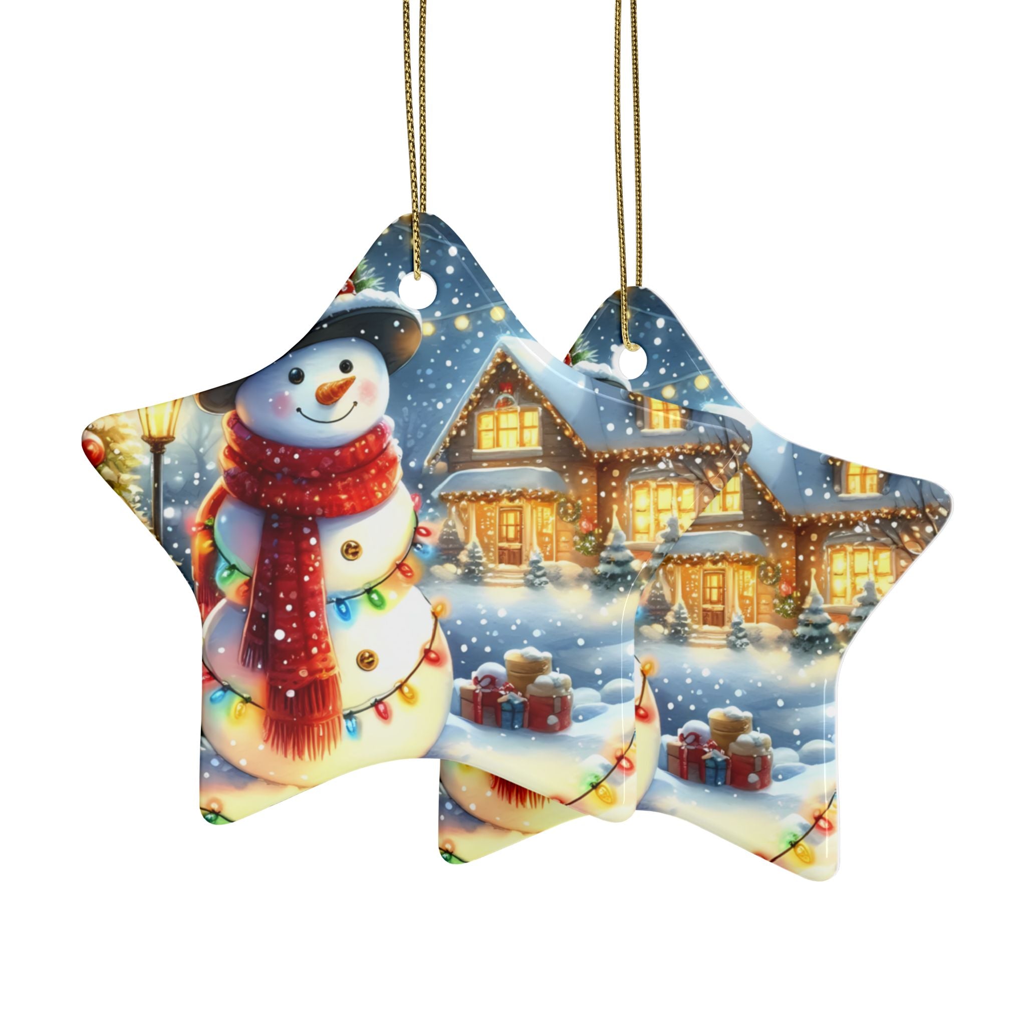 Festive Ceramic Ornaments - Heart-Shaped Snowman Decorations for Christmas, Tree Decor, Holiday Gifts, Home Accents
