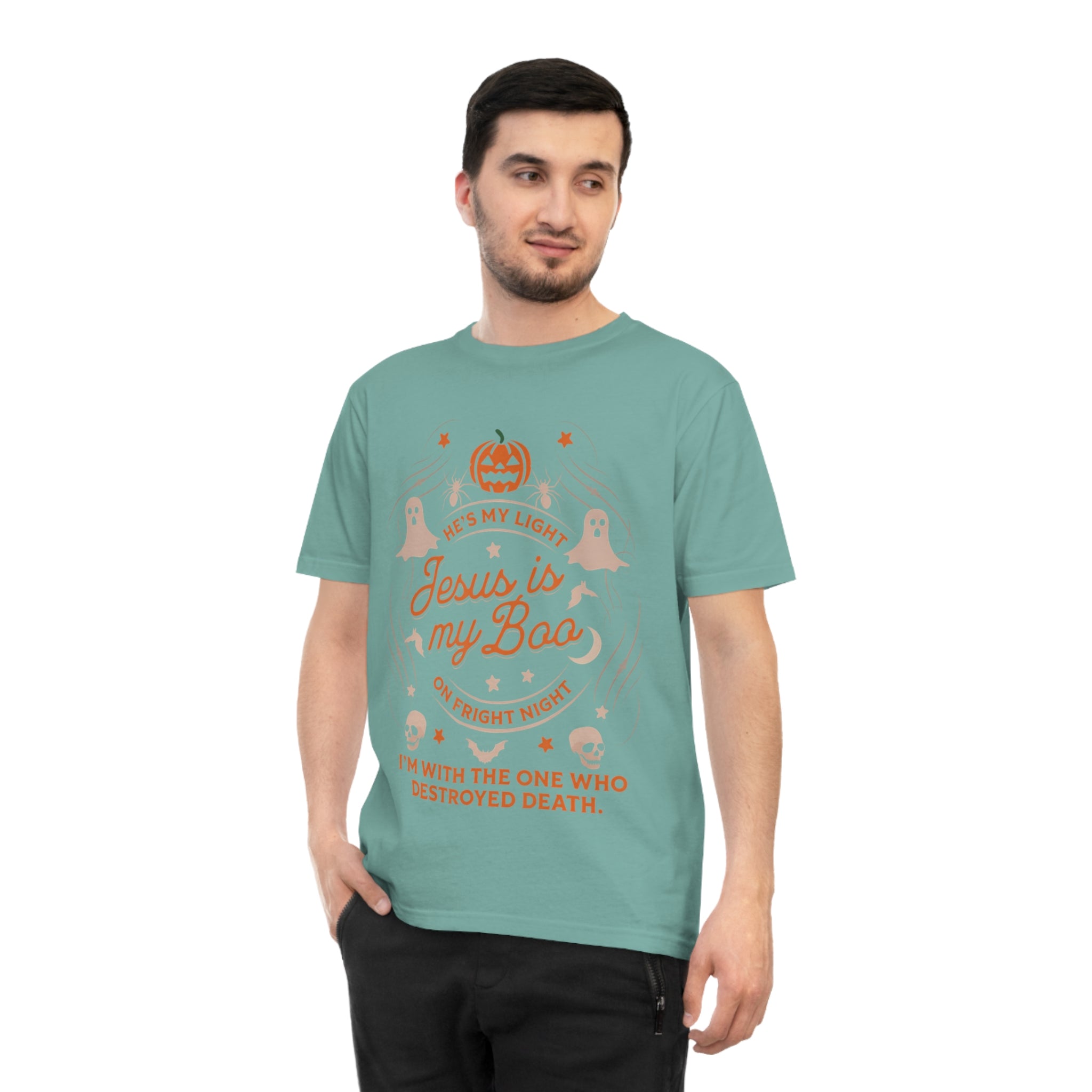 Halloween Christian T-Shirt with Fun Ghost Designs, Jesus is My Boo, Spooky Season Apparel, Faithful Holiday Shirt, Unique Gift for [...]
