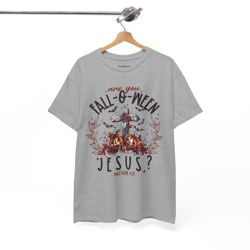 Fall-O-Ween Jesus Unisex Heavy Cotton Tee, Halloween Shirt, Christian T-Shirt, Autumn Apparel, Gift for Him/Her