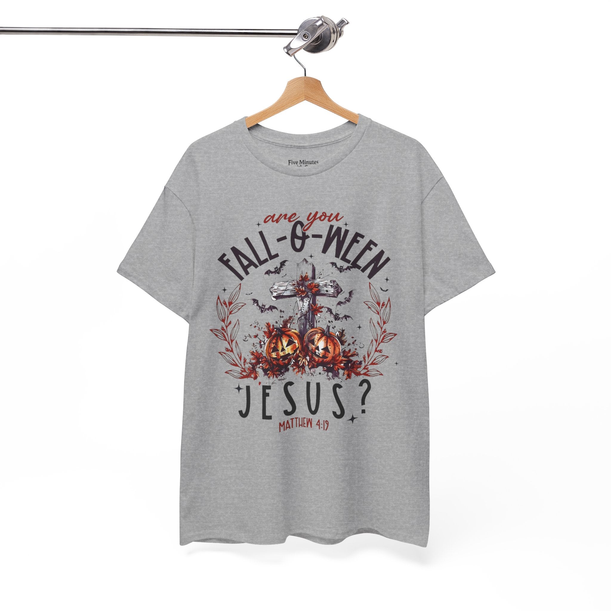 Fall-O-Ween Jesus Unisex Heavy Cotton Tee, Halloween Shirt, Christian T-Shirt, Autumn Apparel, Gift for Him/Her