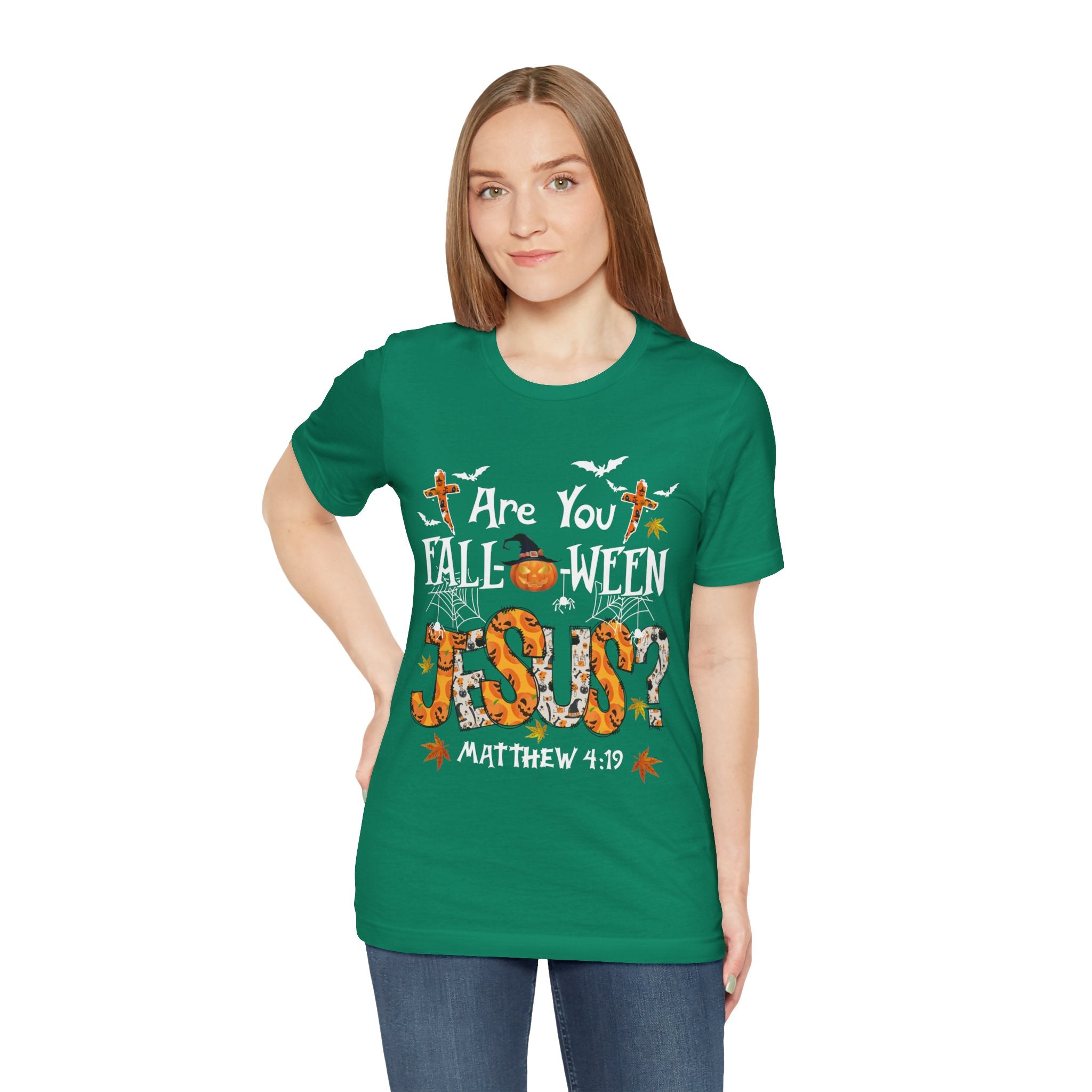 Jesus? Unisex Short Sleeve Tee | Fall Inspired T-Shirt, Autumn Apparel, Halloween Gift, Cozy Casual Wear, Everyday Style