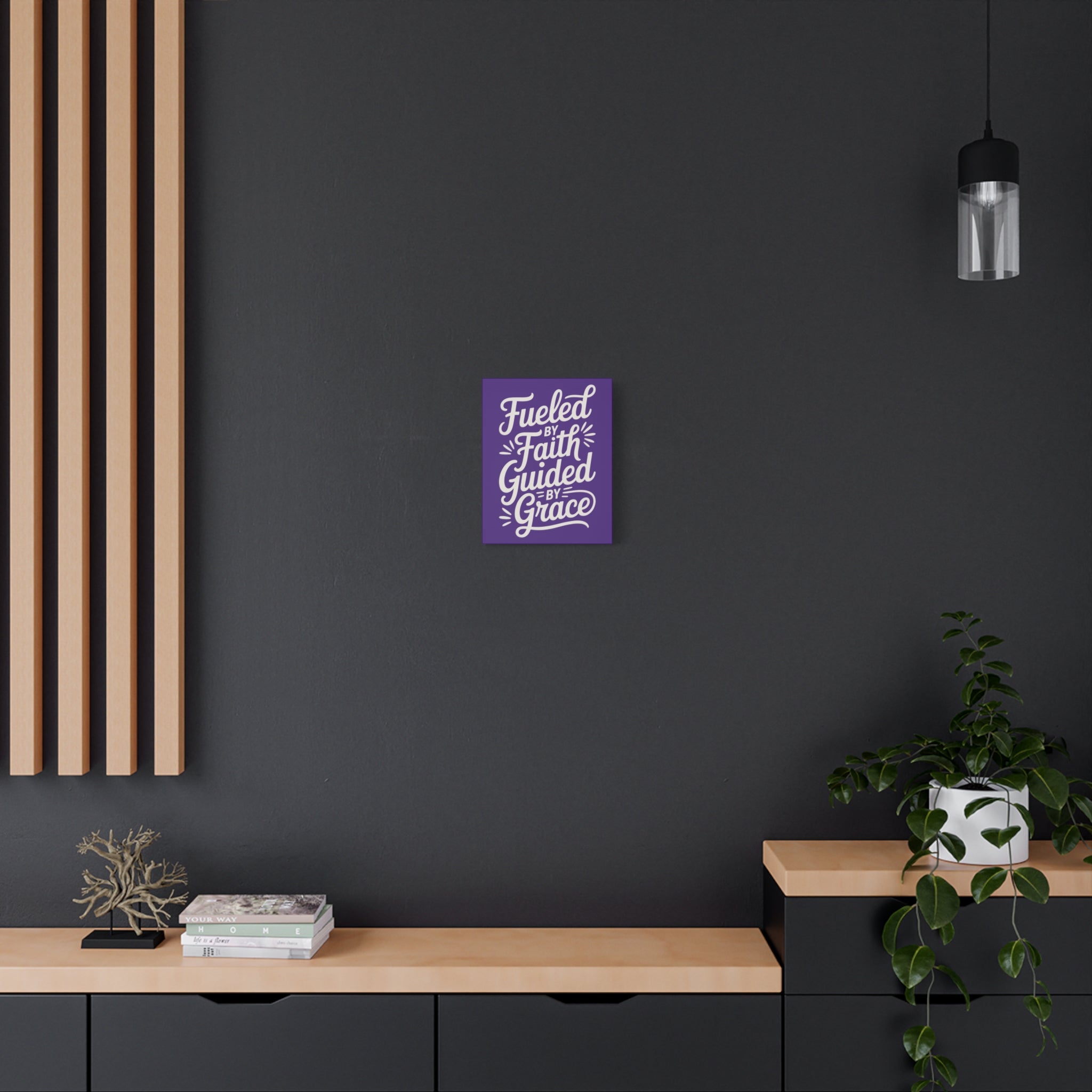 Purple Stretched Canvas Art, Motivational Wall Decor, Home Inspirational Art, Faith-Based Decor, Gift for Faith Lovers