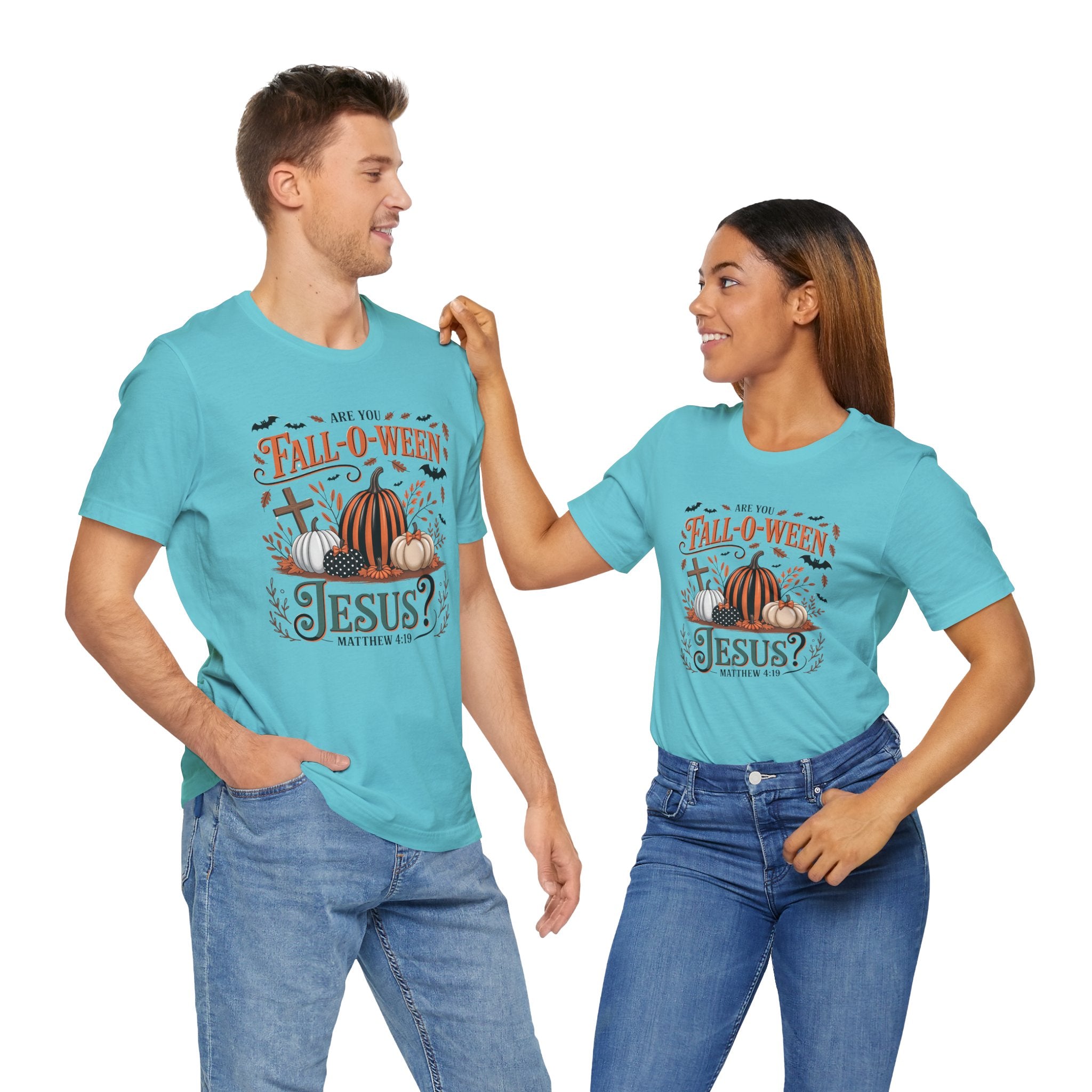 Fall-O-Ween Jesus Tee, Funny Fall T-Shirt, Unisex Pumpkin Shirt, Halloween Christian Top, Autumn Graphic Tee, Religious Casual Wear