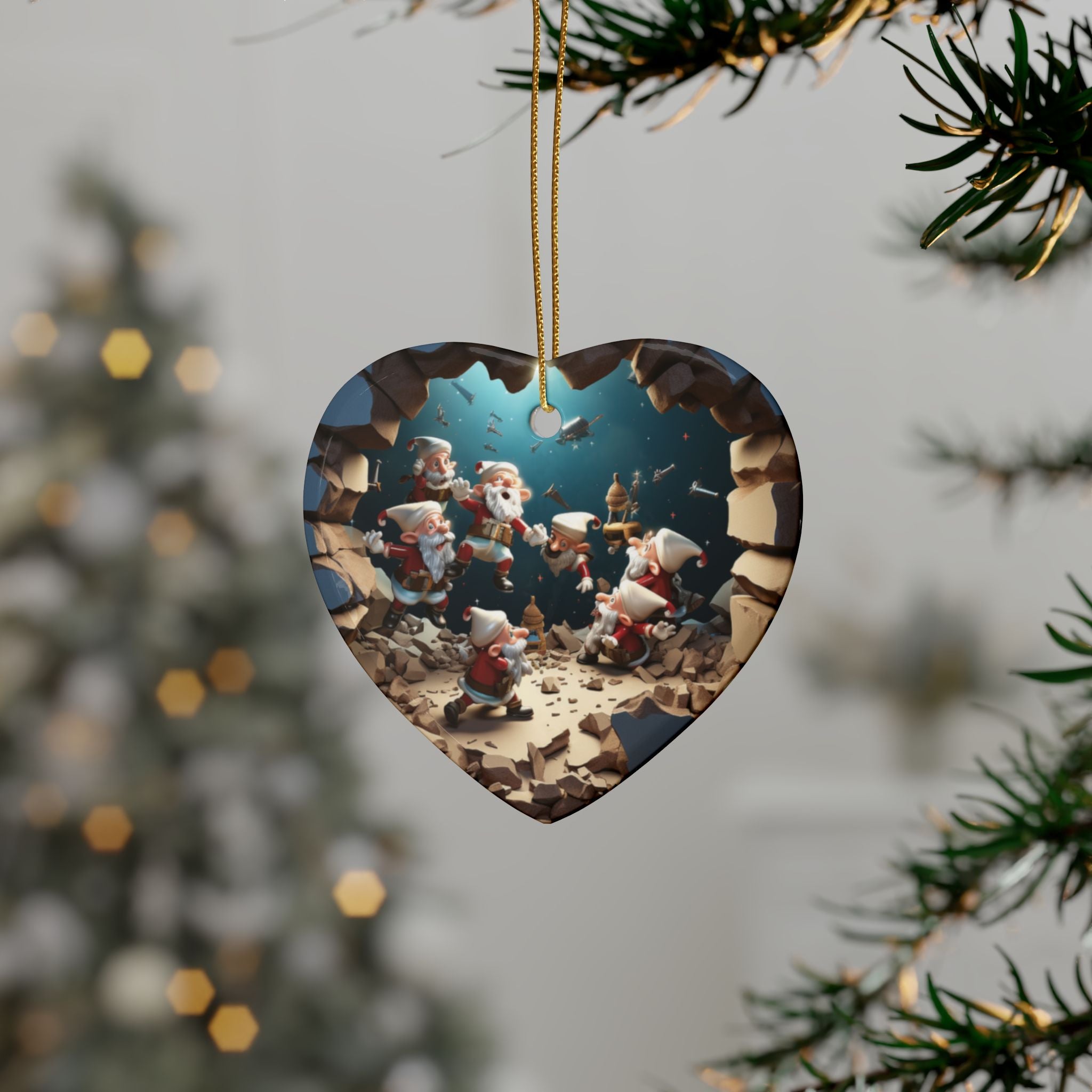 Heart-Shaped Ceramic Ornaments, Fun Santa Theme Decorations, Holiday Tree Decor, Christmas Gifts, Festive Home Accents