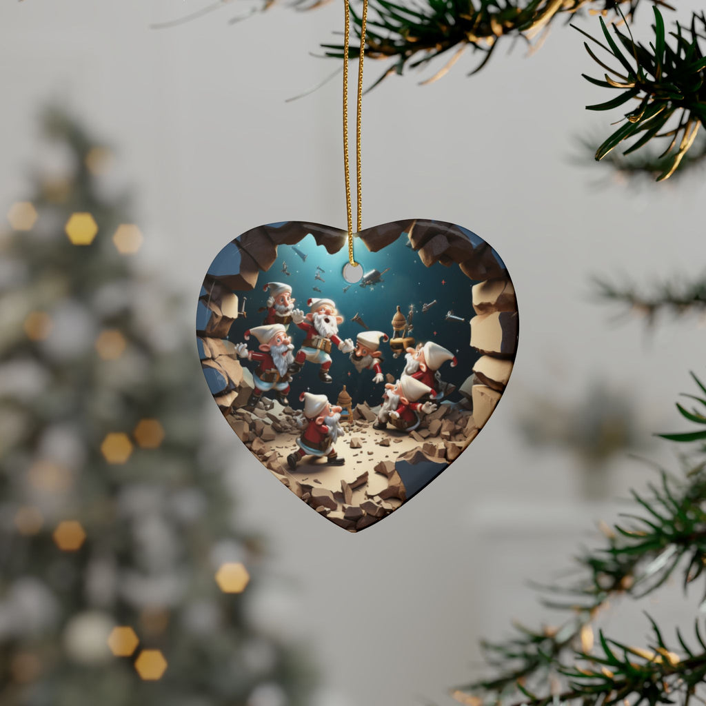 Heart-Shaped Ceramic Ornaments, Fun Santa Theme Decorations, Holiday Tree Decor, Christmas Gifts, Festive Home Accents