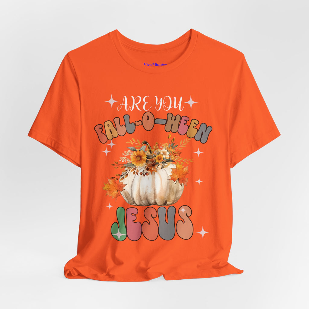Fall-Themed Jesus Tee, Unisex Jersey T-Shirt, Cozy Autumn Apparel, Thanksgiving Gift, Fall Celebration Shirt, Christian Fashion