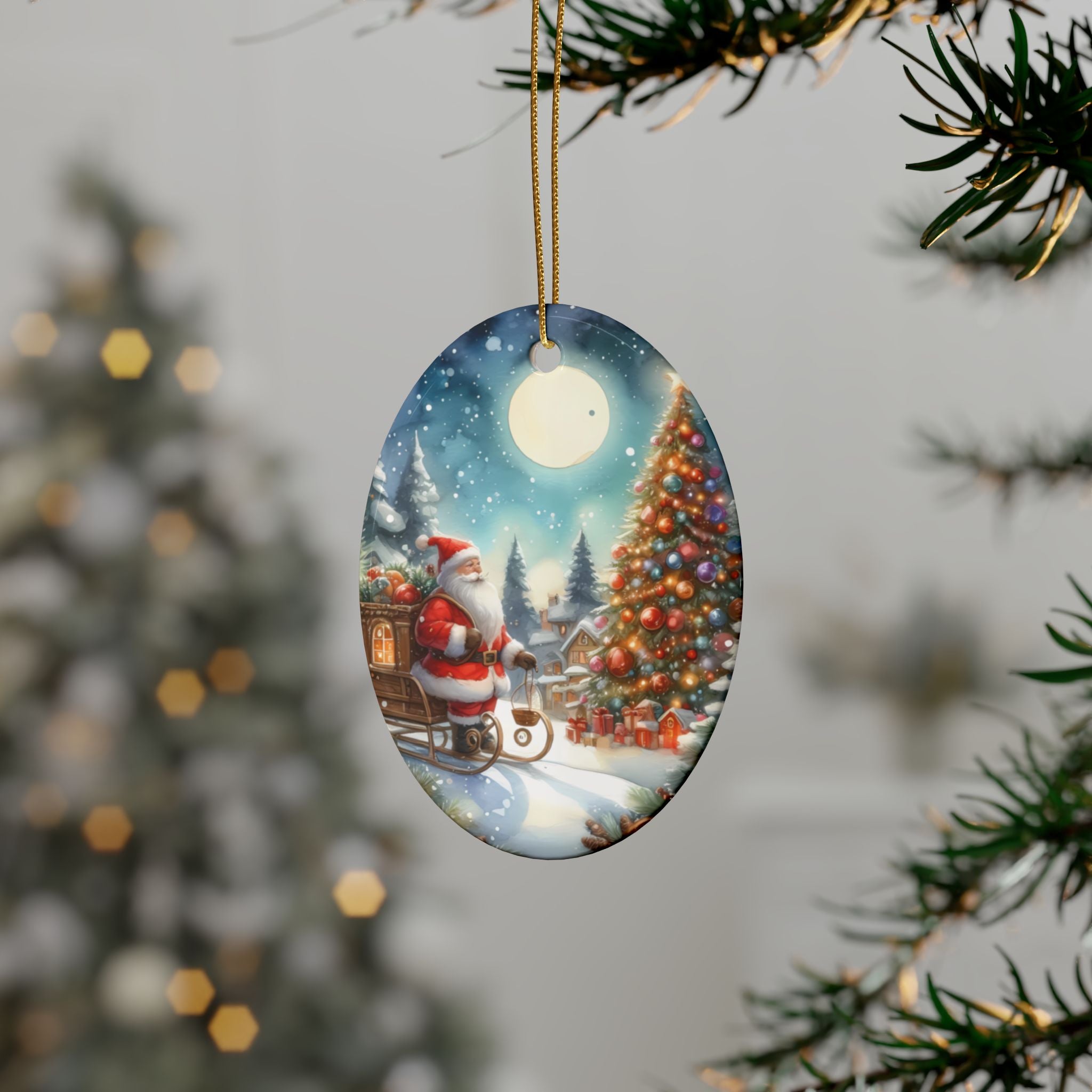 Festive Ceramic Ornaments, Holiday Decor, Christmas Tree Ornaments, Santa Ornament, Winter Decoration, Gift Idea