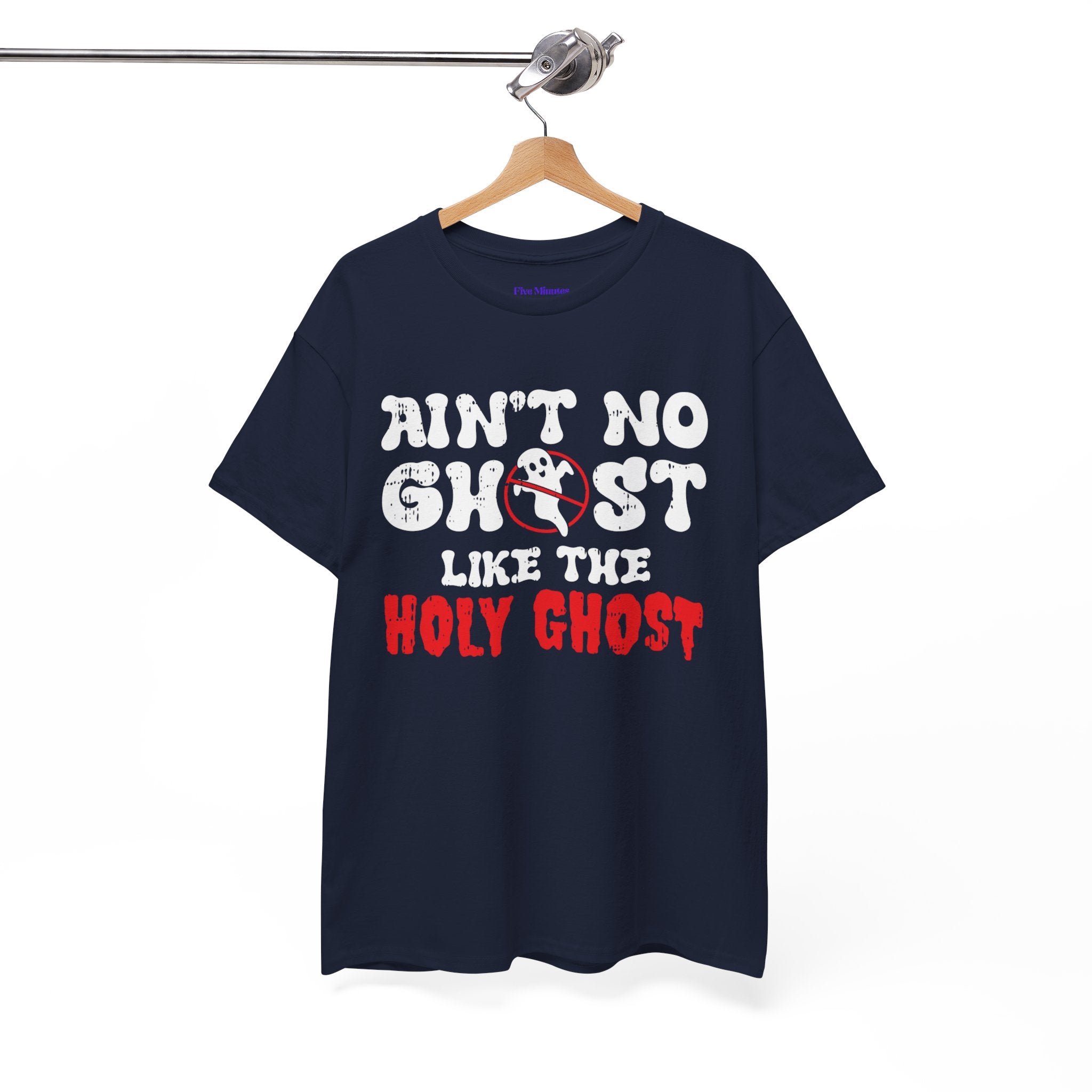 Unisex Heavy Cotton Tee: Ain't No Ghost Like The Holy Ghost, Funny Halloween Shirt, Spooky Gift, Autumn Apparel, Ouija Tee, Party Wear