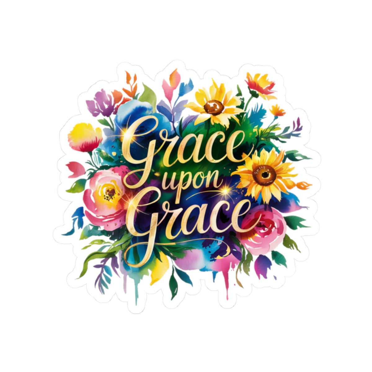 Floral Grace Kiss-Cut Stickers, Colorful Laptop Decor, Gift for Friends, Scrapbooking Supplies, Journaling Accessories