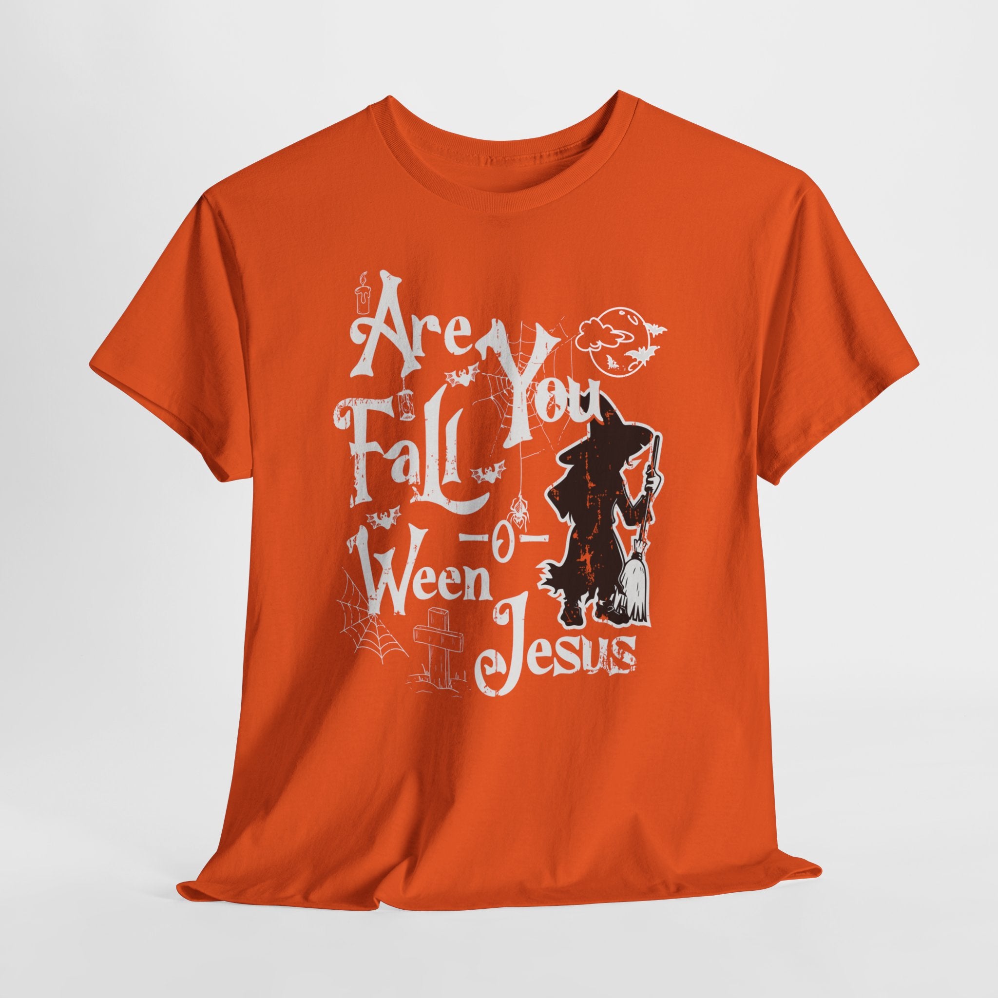 Fall-Themed Unisex Heavy Cotton Tee - Halloween, Jesus Celebration, Autumn Vibes, Casual Wear, Gift Idea
