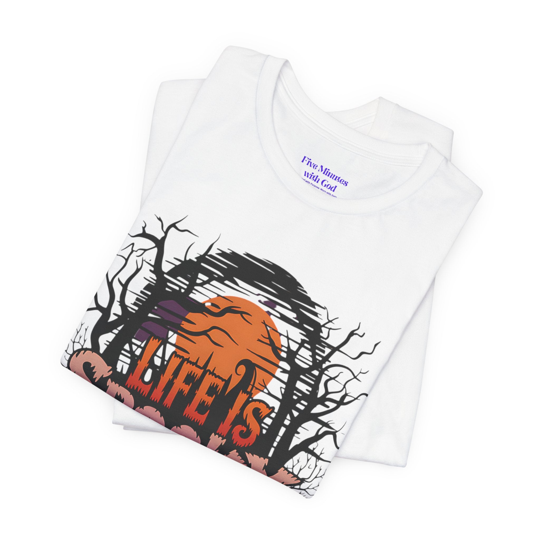 Spooky Jesus Tee - Short Sleeve Unisex Jersey Shirt, Halloween Apparel, Faith-Based Gift, Casual Wear, Everyday Comfort