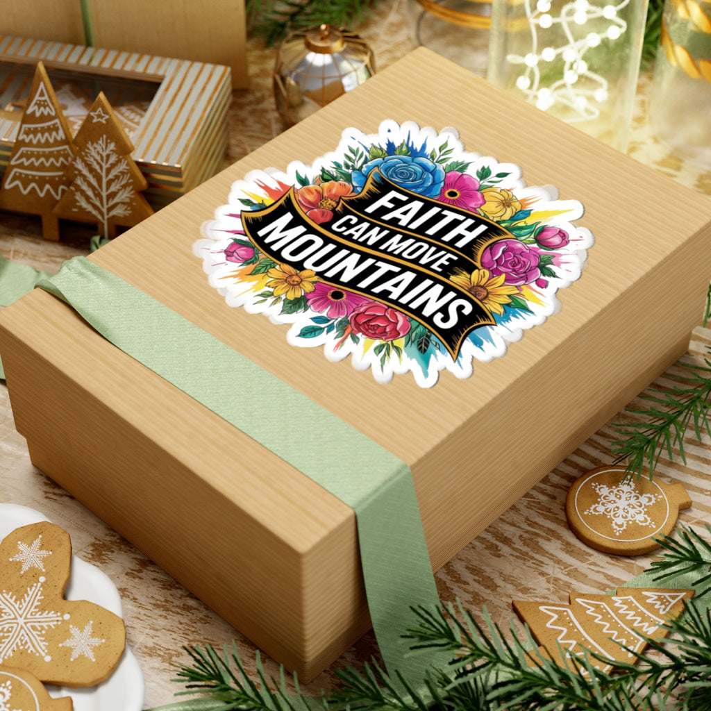 Inspirational Floral Stickers, Faith Can Move Mountains, Laptop Decor, Journal Stickers, Motivational Gifts, Flower Art