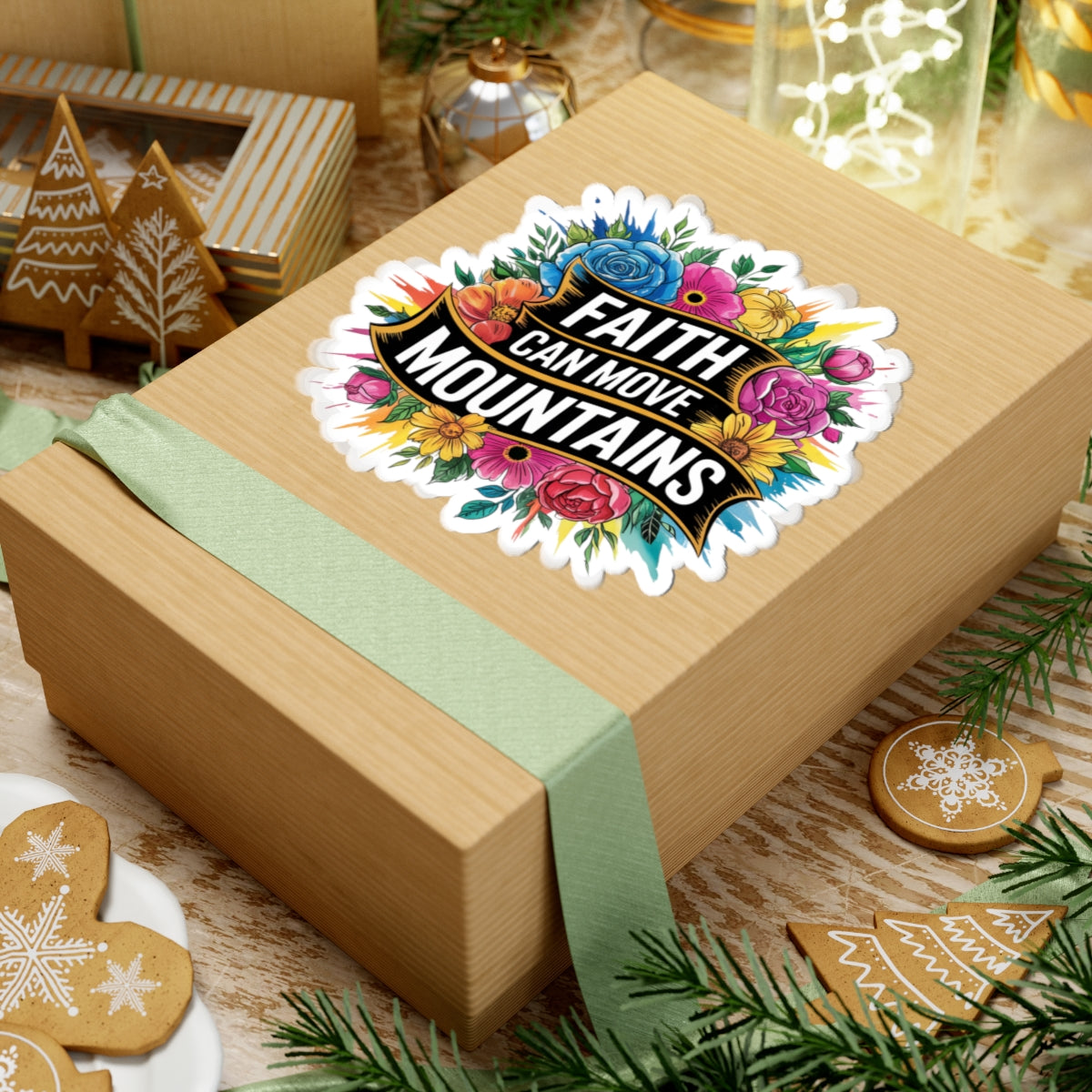 Inspirational Floral Stickers, Faith Can Move Mountains, Laptop Decor, Journal Stickers, Motivational Gifts, Flower Art