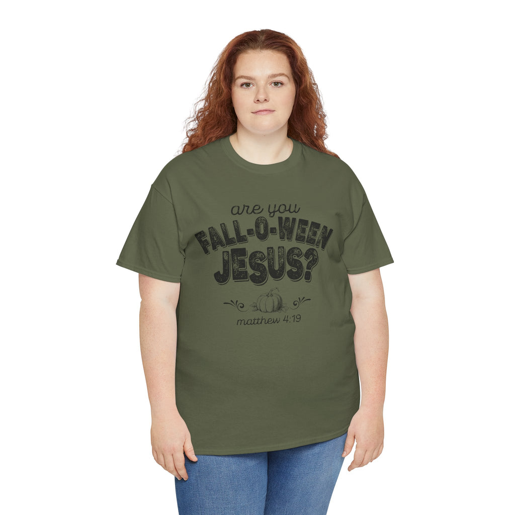 Fall-Themed Tee, Are You Fall-O-Ween Jesus, Unisex Cotton Shirt, Funny Fall Apparel, Halloween T-Shirt, Thanksgiving Gift Ideas