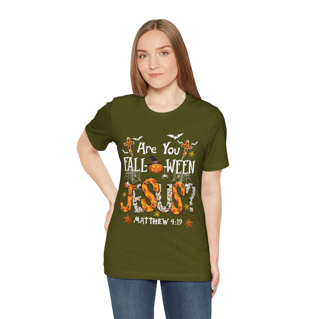 Jesus? Unisex Short Sleeve Tee | Fall Inspired T-Shirt, Autumn Apparel, Halloween Gift, Cozy Casual Wear, Everyday Style