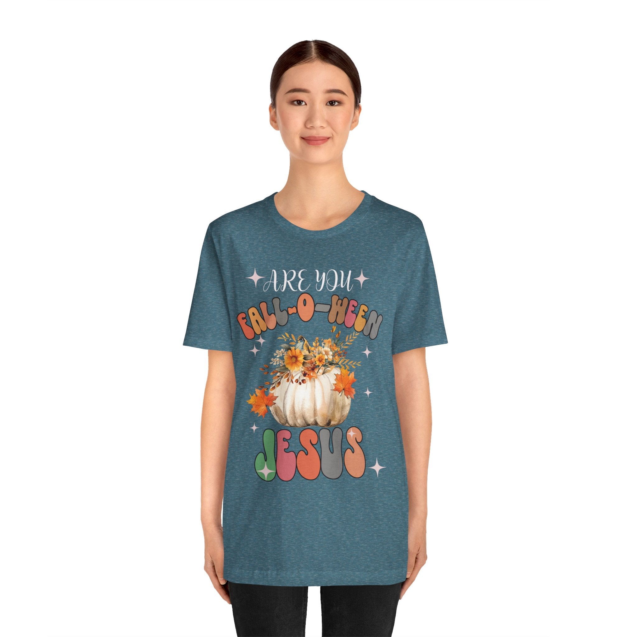 Fall-Themed Jesus Tee, Unisex Jersey T-Shirt, Cozy Autumn Apparel, Thanksgiving Gift, Fall Celebration Shirt, Christian Fashion