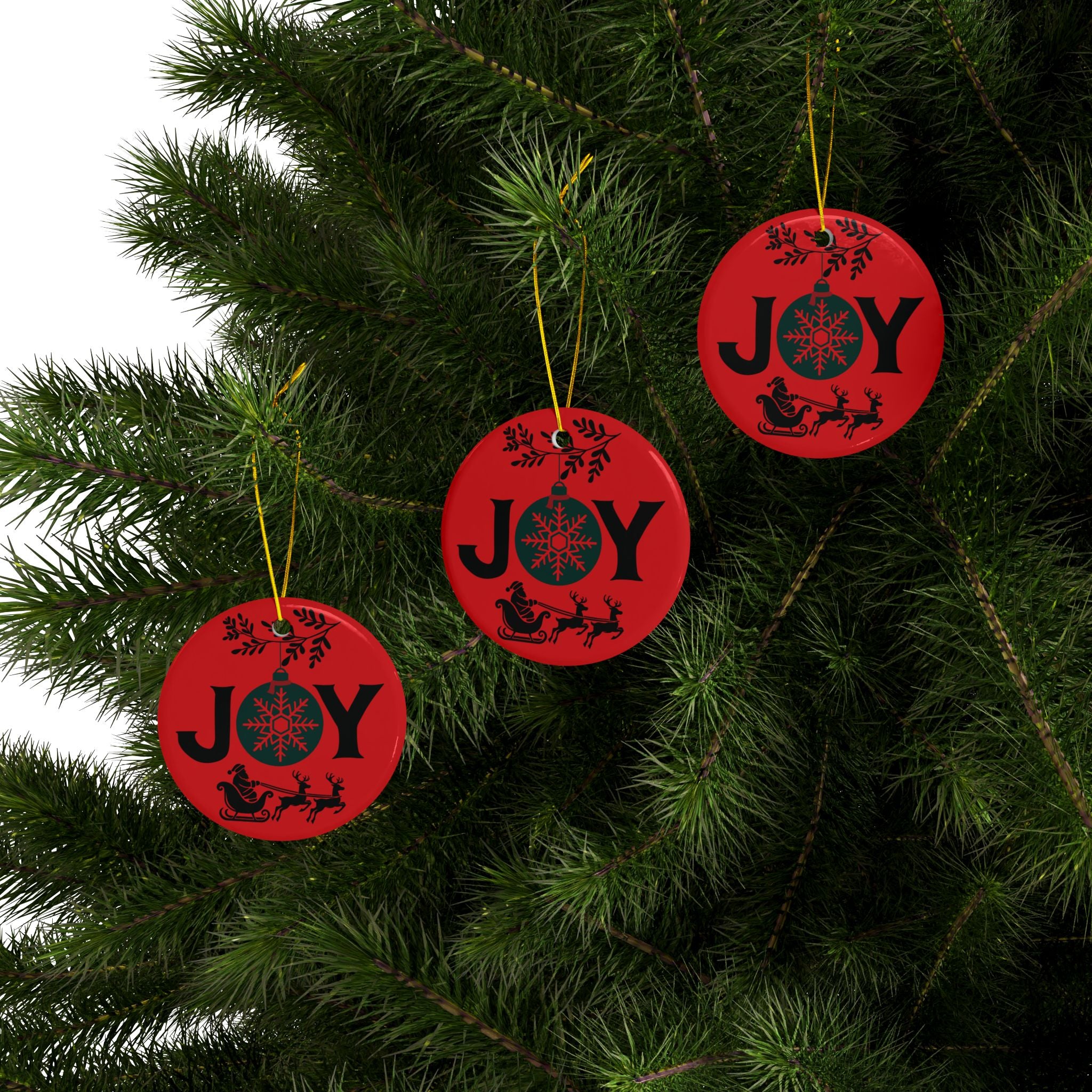 Festive Holiday Ornaments, Joyful 2-Sided Ceramic Decoration for Christmas, Tree Hangings, Gift Tags, Home Decor