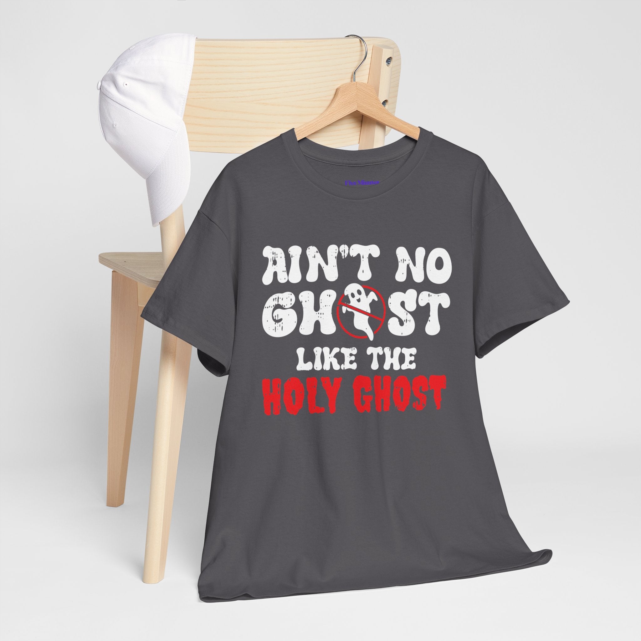 Unisex Heavy Cotton Tee: Ain't No Ghost Like The Holy Ghost, Funny Halloween Shirt, Spooky Gift, Autumn Apparel, Ouija Tee, Party Wear