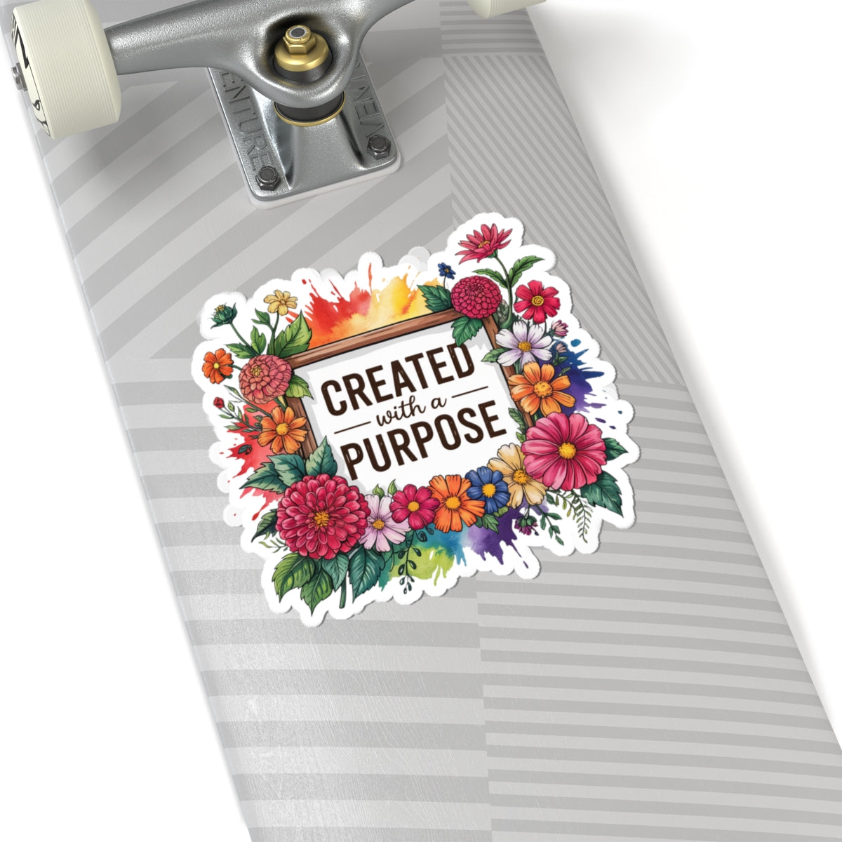 Floral Inspirational Stickers, Created with a Purpose Art, Laptop Decor, Journal Accessories, Gift for Flower Lovers