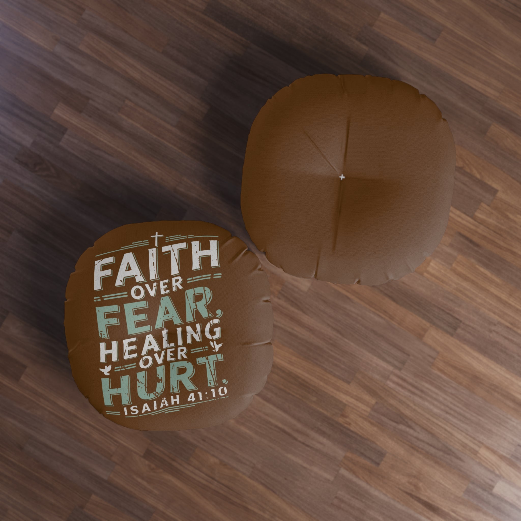 Faith-Inspired Tufted Floor Pillow, Round - Cozy Prayer Cushion, Meditation Pillow, Christian Decor, Living Room Accent, Gift for Believers